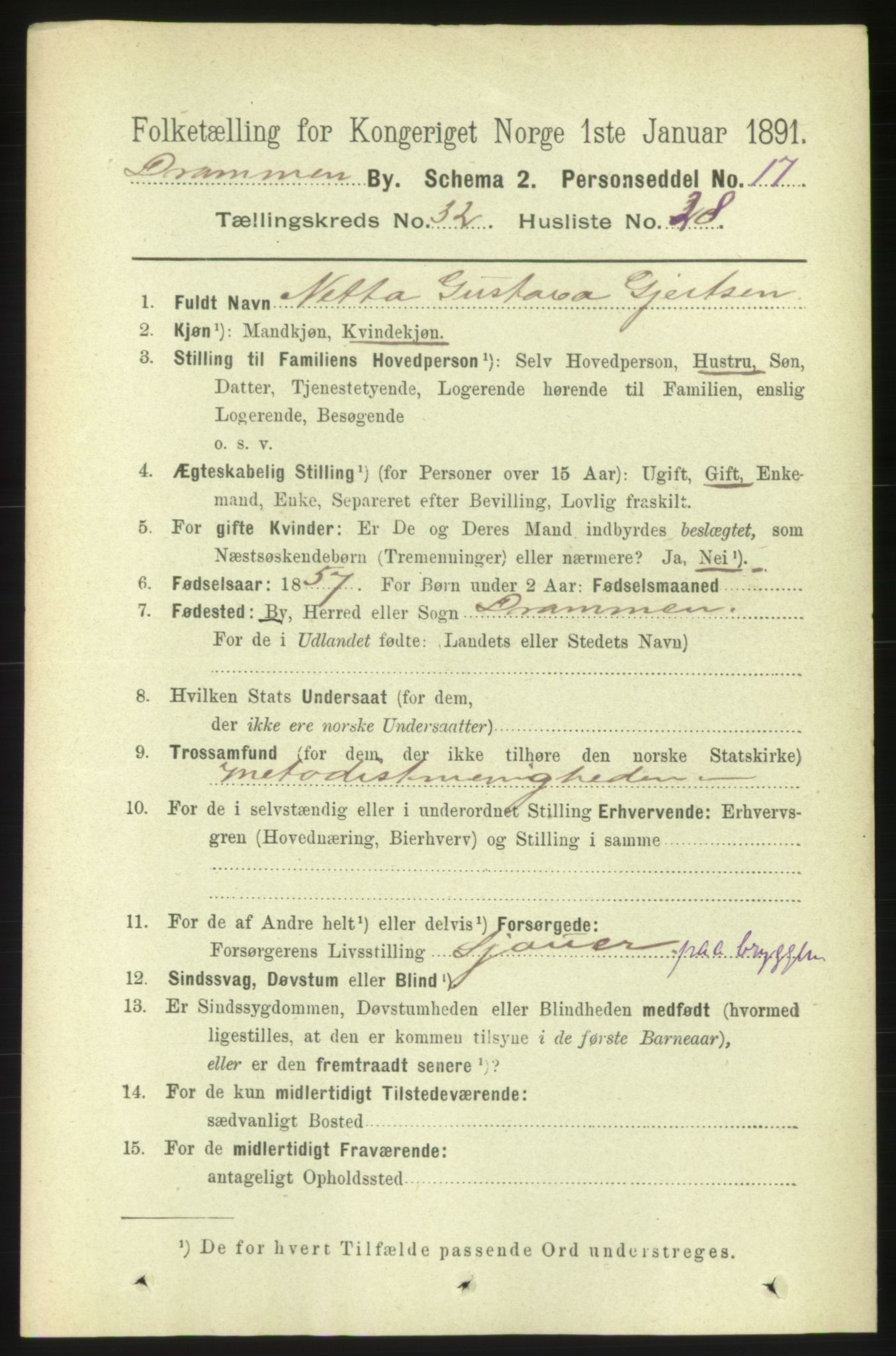 RA, 1891 census for 0602 Drammen, 1891, p. 19619