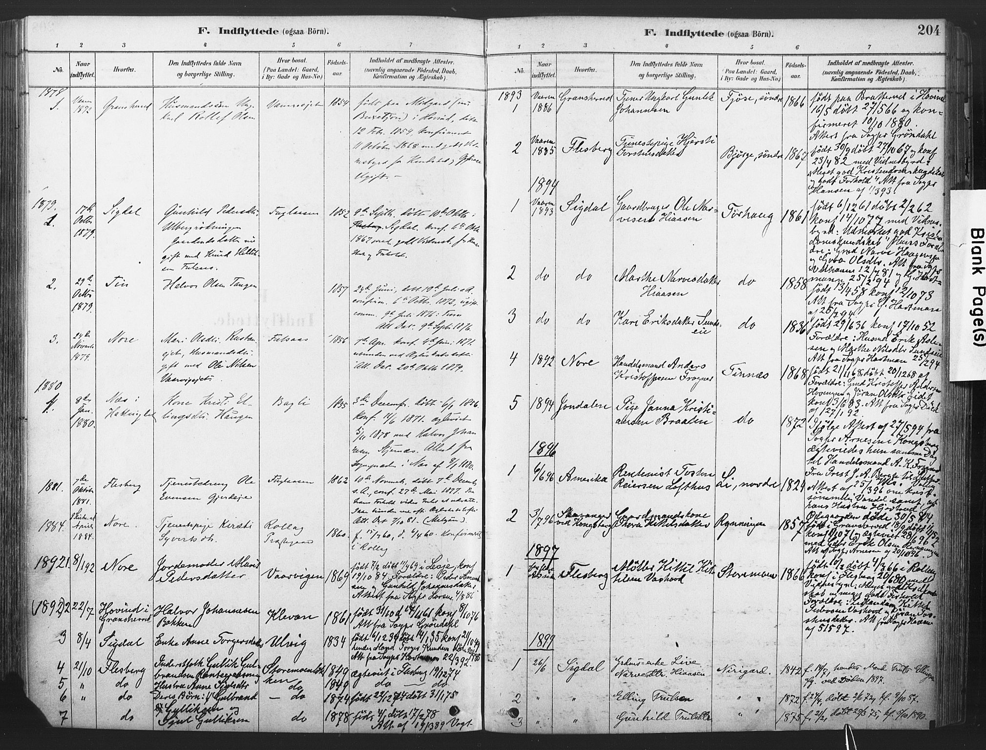 Rollag kirkebøker, SAKO/A-240/F/Fa/L0011: Parish register (official) no. I 11, 1878-1902, p. 204
