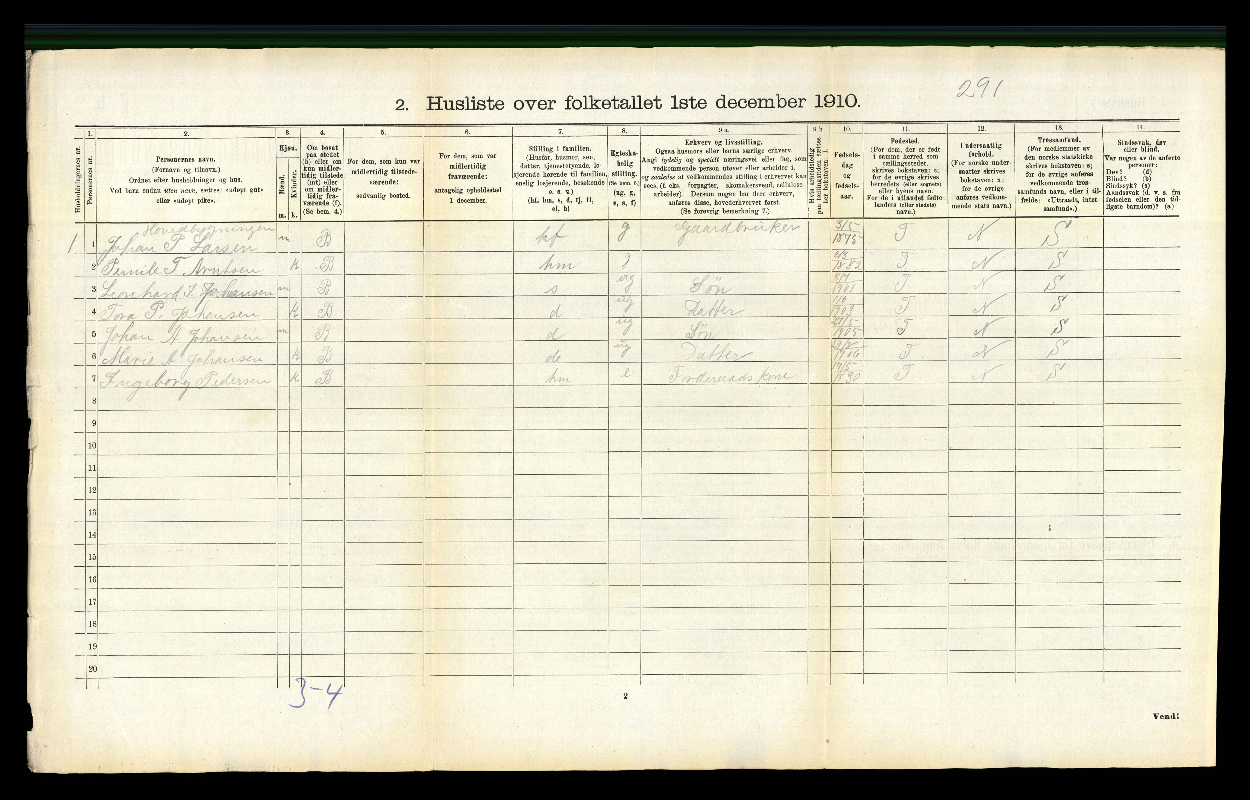 RA, 1910 census for Fauske, 1910, p. 1715