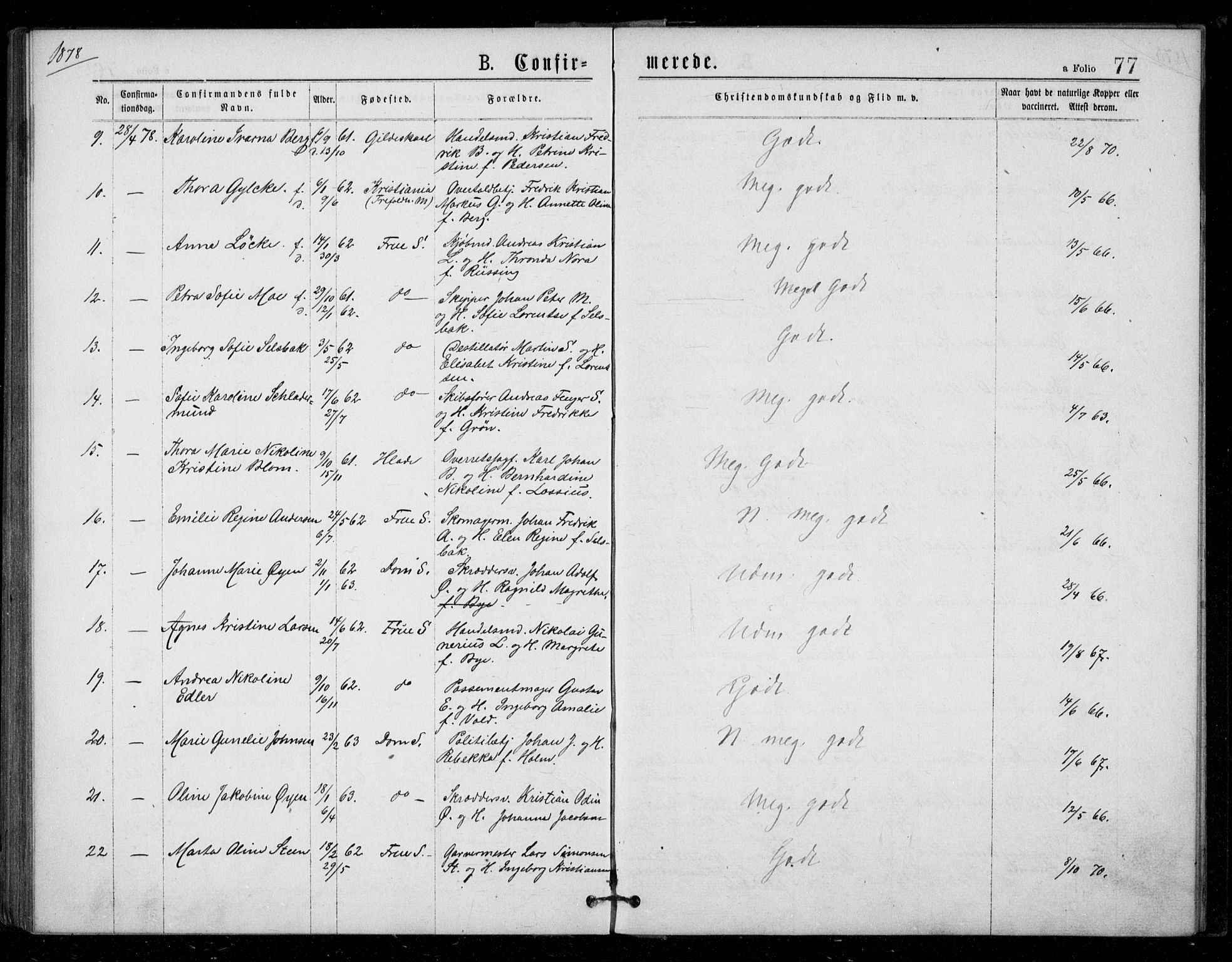 Ministerialprotokoller, klokkerbøker og fødselsregistre - Sør-Trøndelag, AV/SAT-A-1456/602/L0121: Parish register (official) no. 602A19, 1872-1879, p. 77
