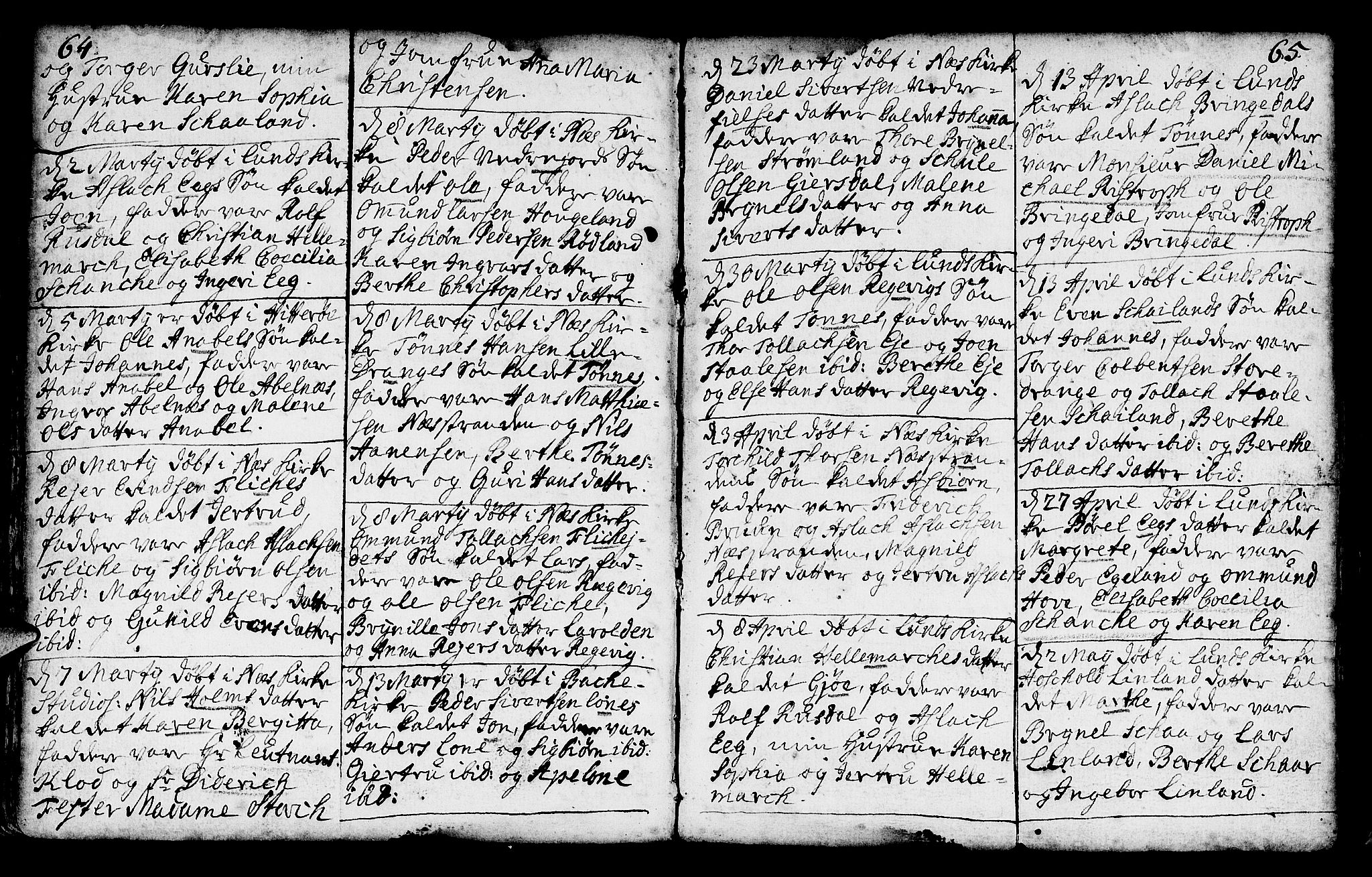 Lund sokneprestkontor, AV/SAST-A-101809/S06/L0002: Parish register (official) no. A 2, 1738-1760, p. 64-65