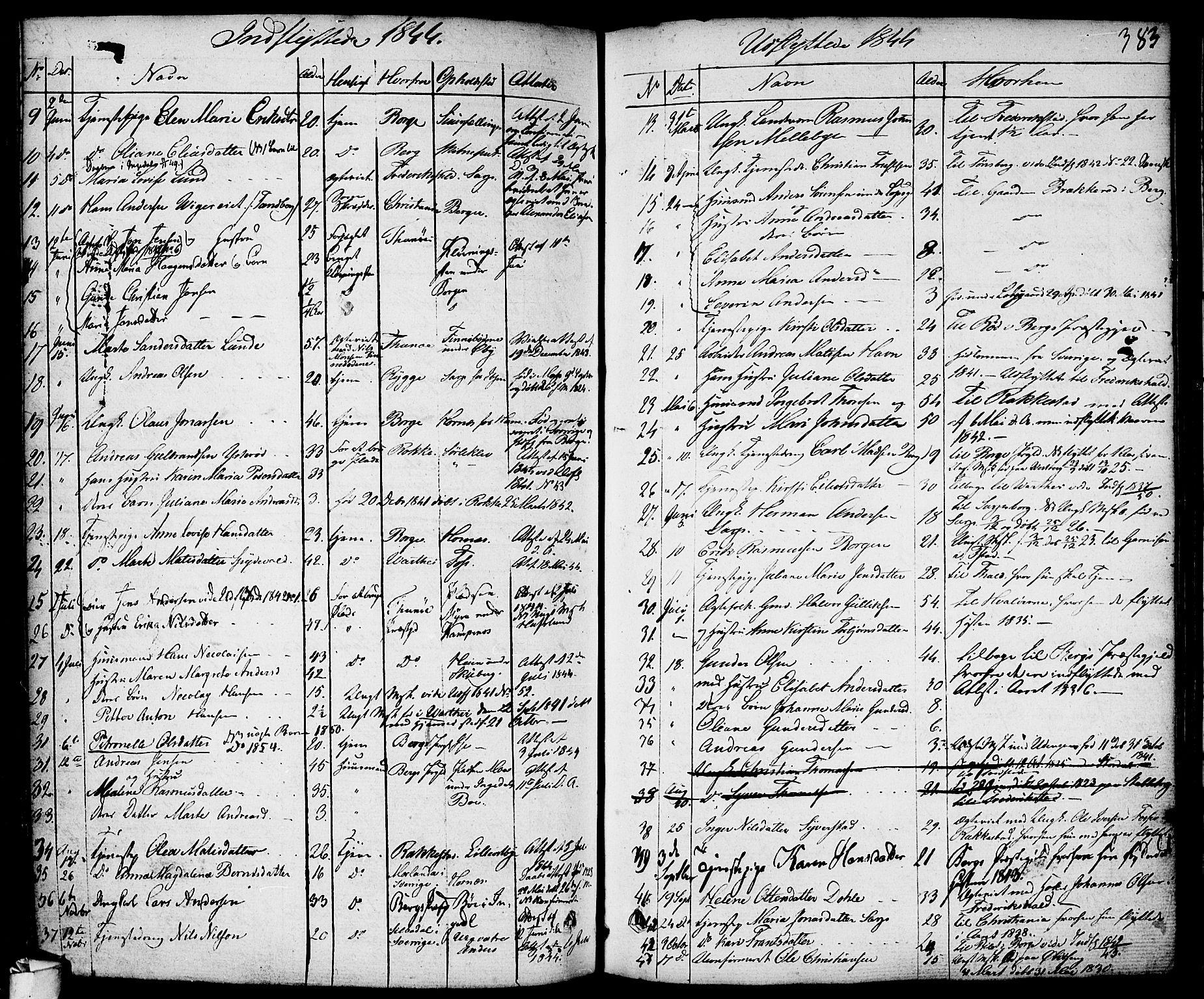 Skjeberg prestekontor Kirkebøker, SAO/A-10923/F/Fa/L0005: Parish register (official) no. I 5, 1830-1845, p. 383