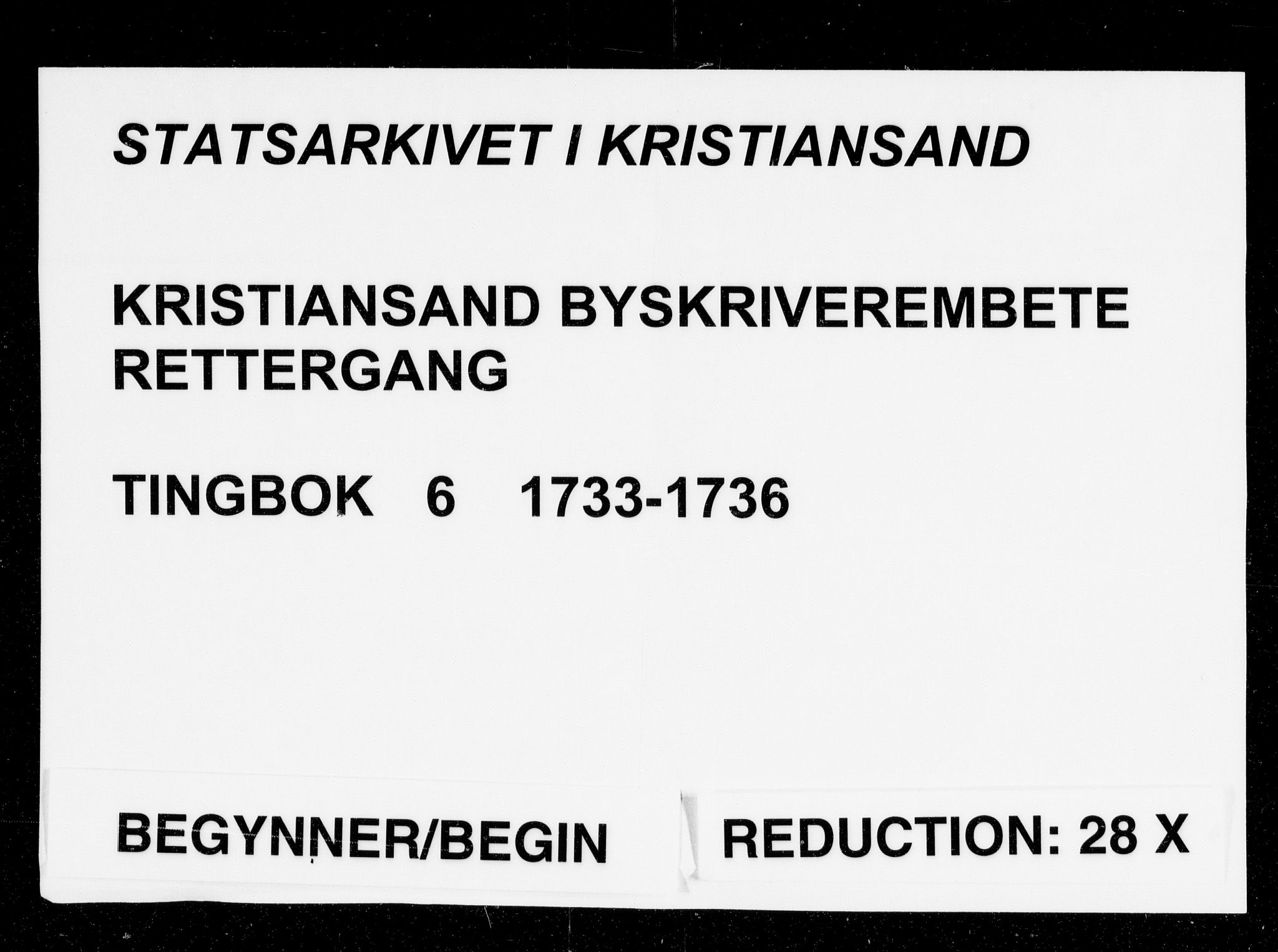 Kristiansand byrett, AV/SAK-1223-0001/F/Fa/L0007: Bytingsprotokoll nr. 6, 1733-1736