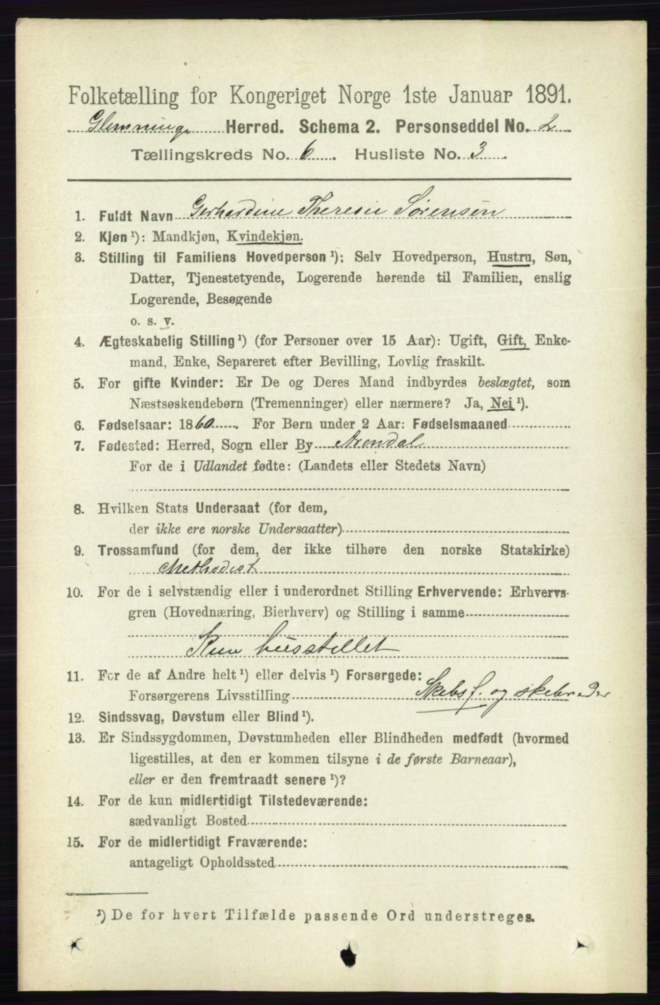 RA, 1891 census for 0132 Glemmen, 1891, p. 7520