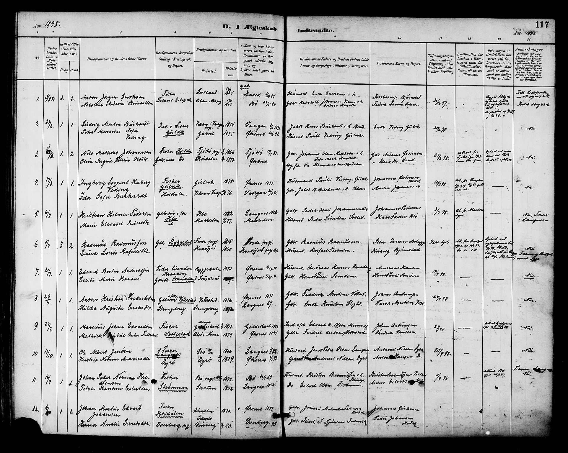 Ministerialprotokoller, klokkerbøker og fødselsregistre - Nordland, AV/SAT-A-1459/893/L1338: Parish register (official) no. 893A10, 1894-1903, p. 117