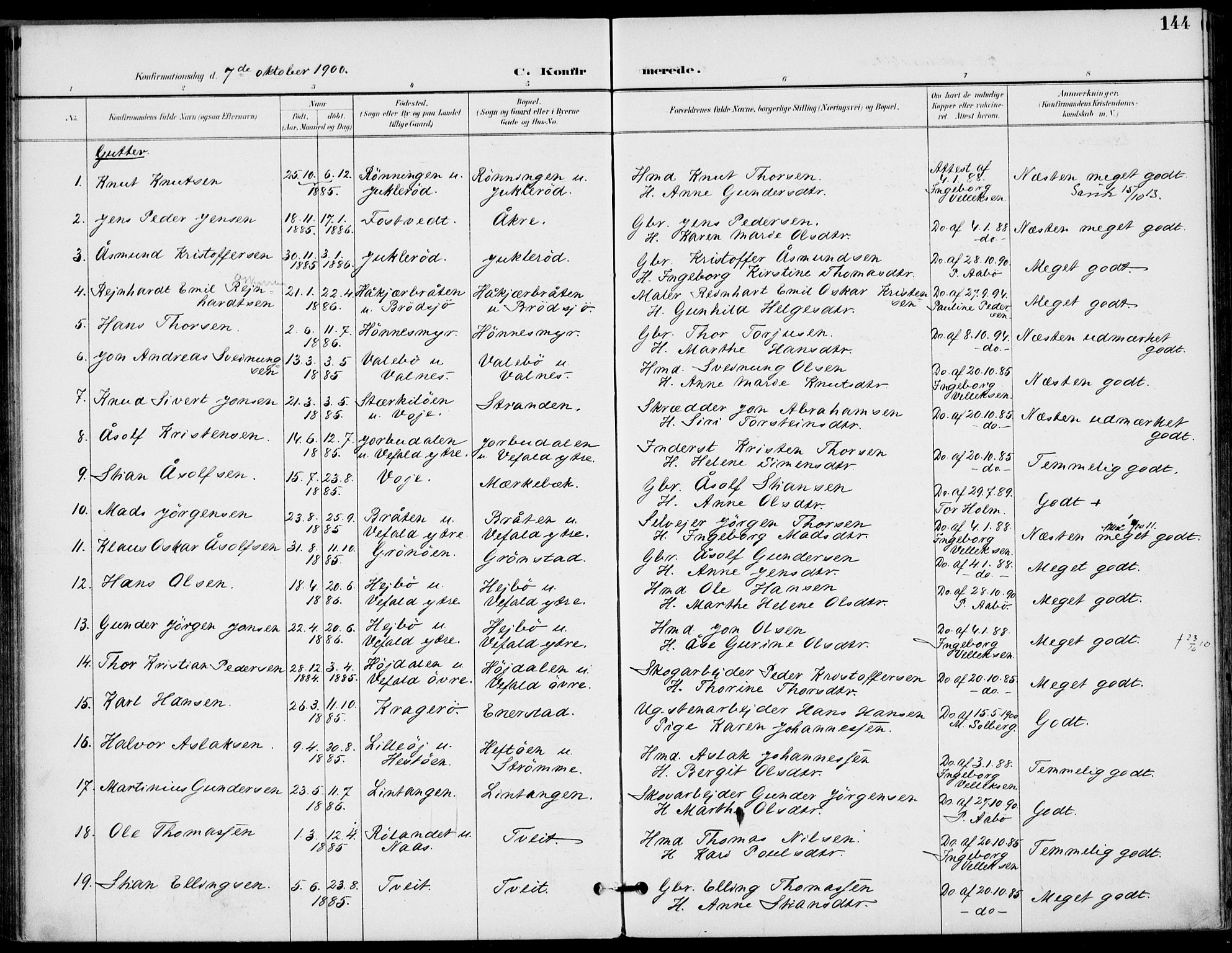 Drangedal kirkebøker, SAKO/A-258/F/Fa/L0012: Parish register (official) no. 12, 1895-1905, p. 144