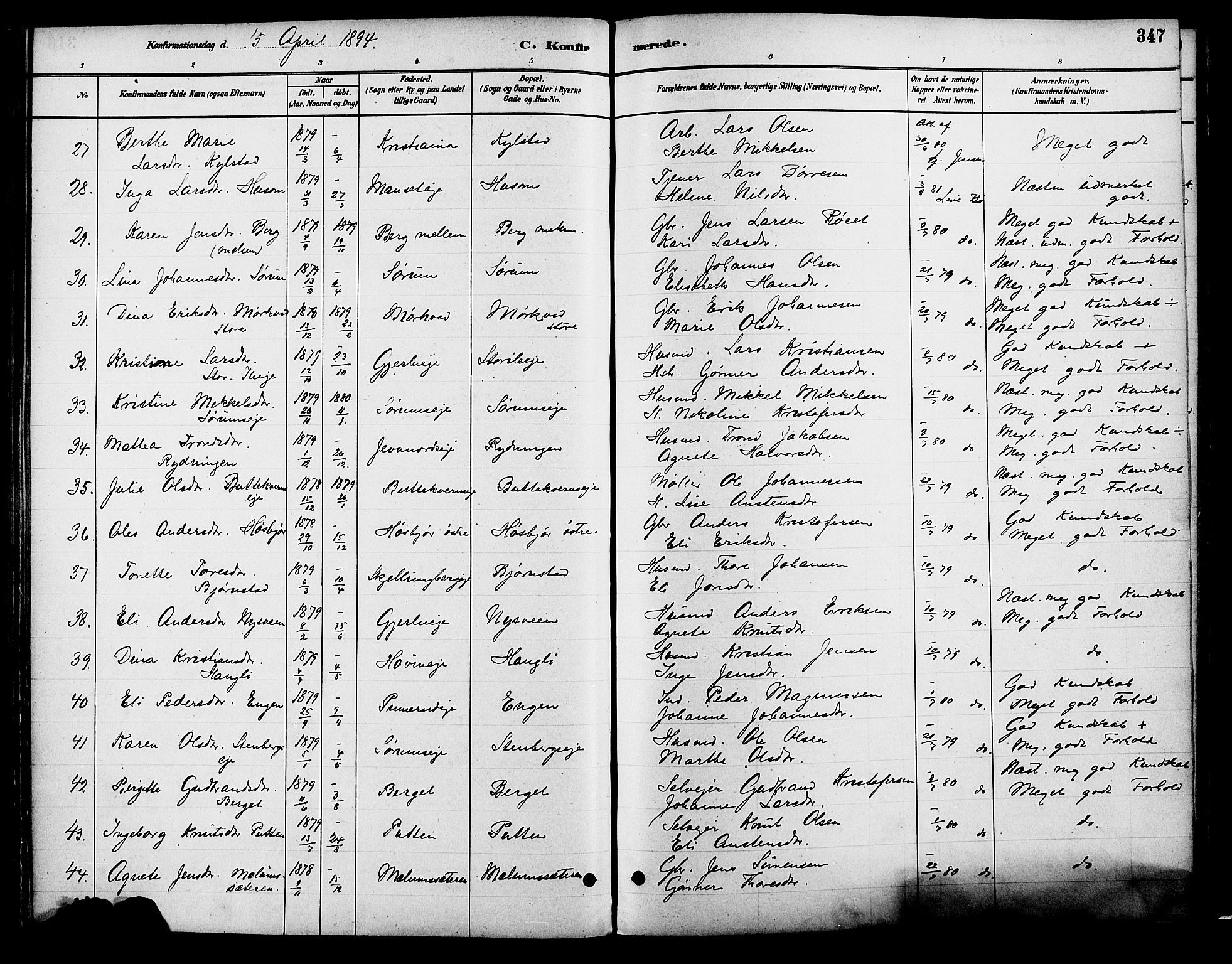 Vang prestekontor, Hedmark, SAH/PREST-008/H/Ha/Haa/L0018B: Parish register (official) no. 18B, 1880-1906, p. 347