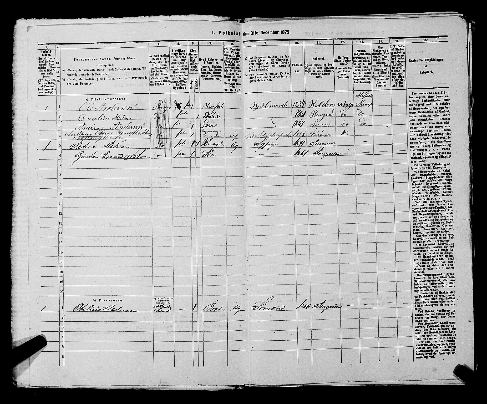 SAKO, 1875 census for 0805P Porsgrunn, 1875, p. 390