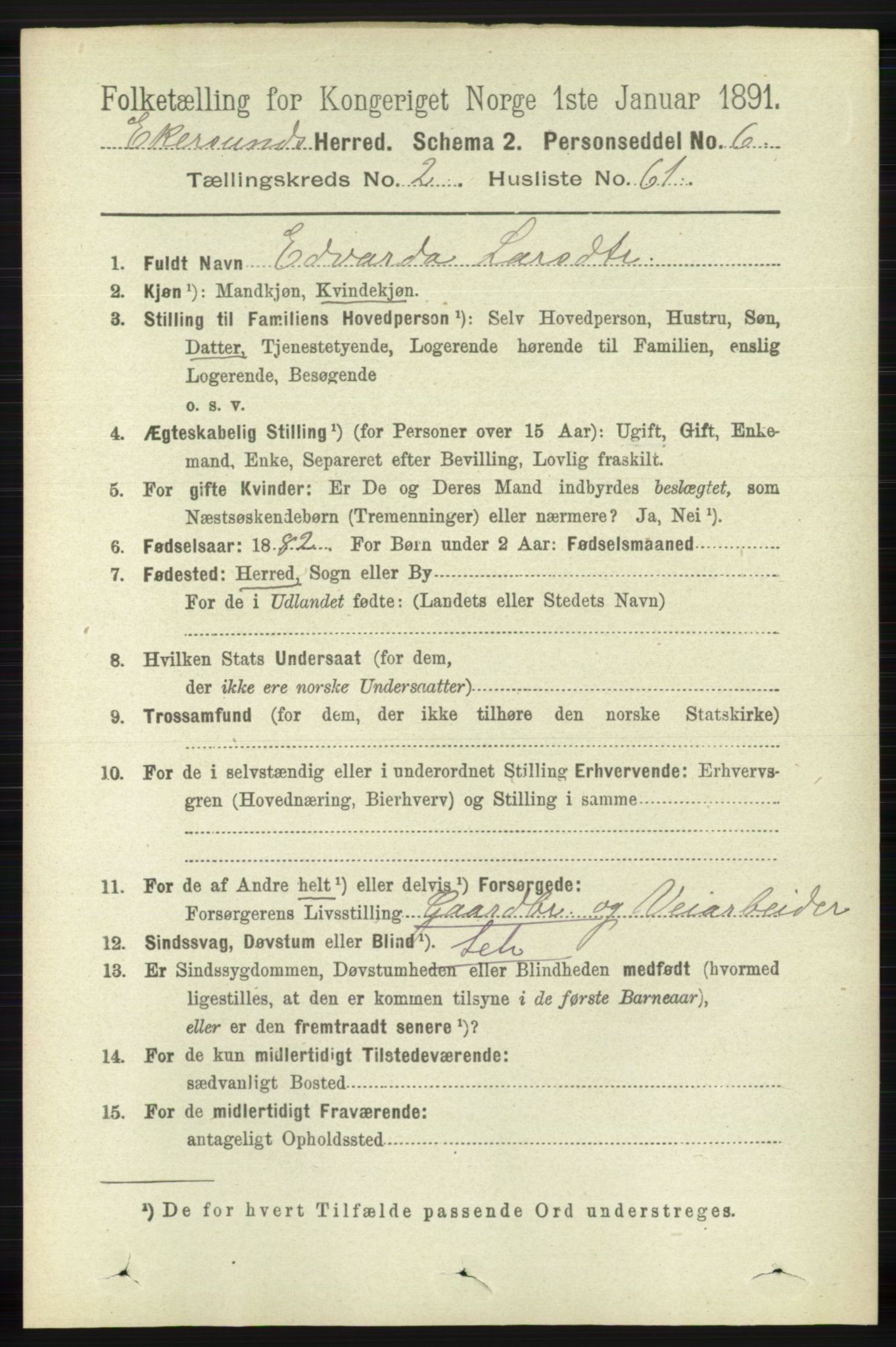 RA, 1891 census for 1116 Eigersund herred, 1891, p. 796