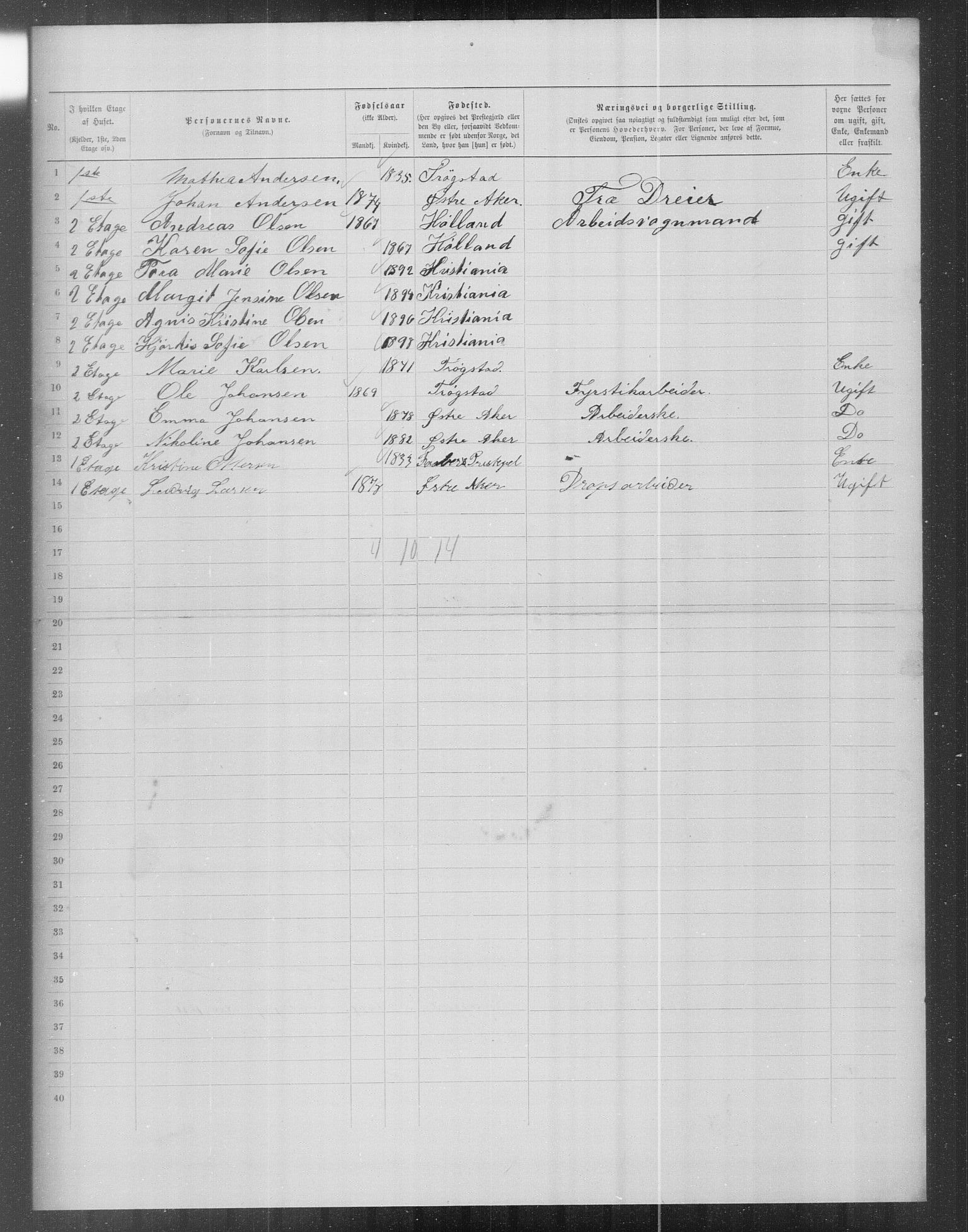 OBA, Municipal Census 1899 for Kristiania, 1899, p. 16234