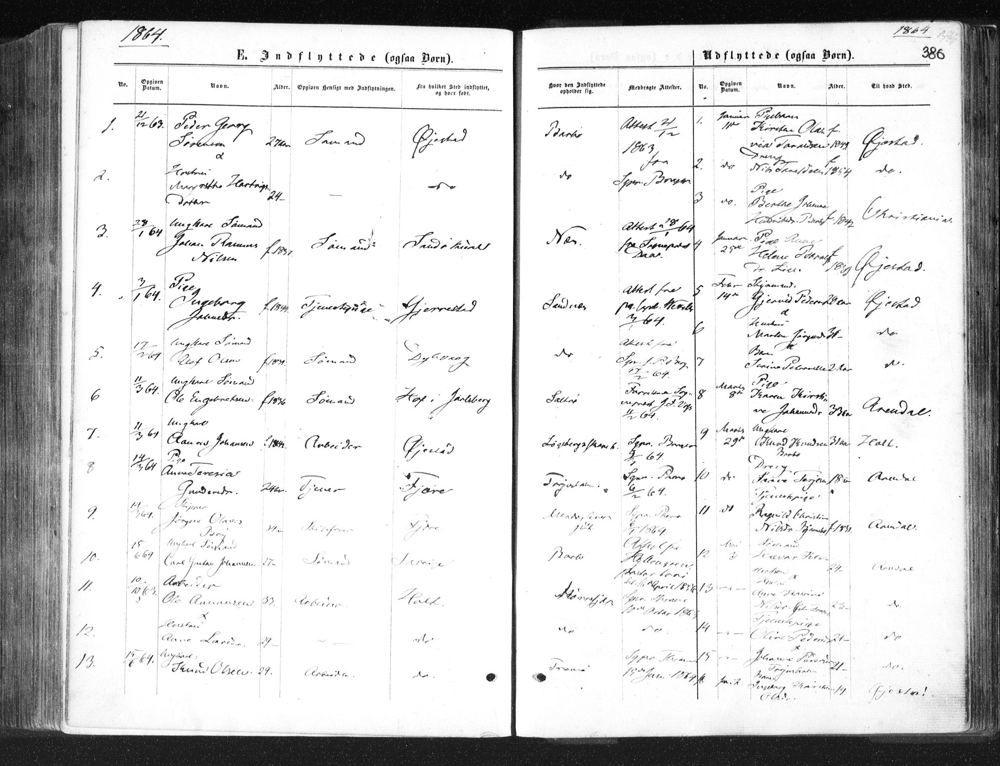 Tromøy sokneprestkontor, SAK/1111-0041/F/Fa/L0007: Parish register (official) no. A 7, 1864-1869, p. 386