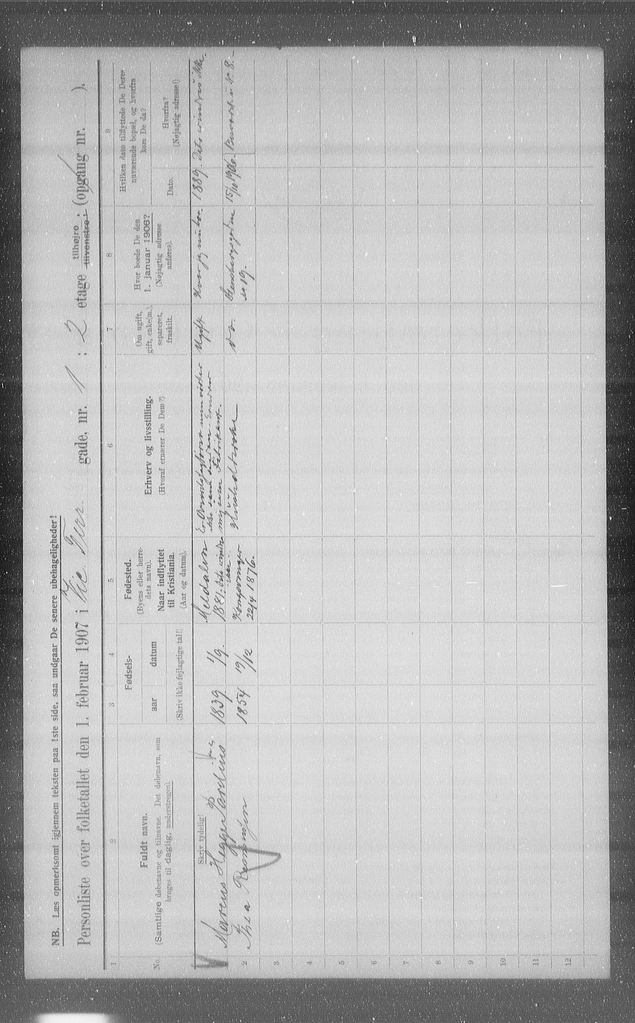 OBA, Municipal Census 1907 for Kristiania, 1907, p. 62798