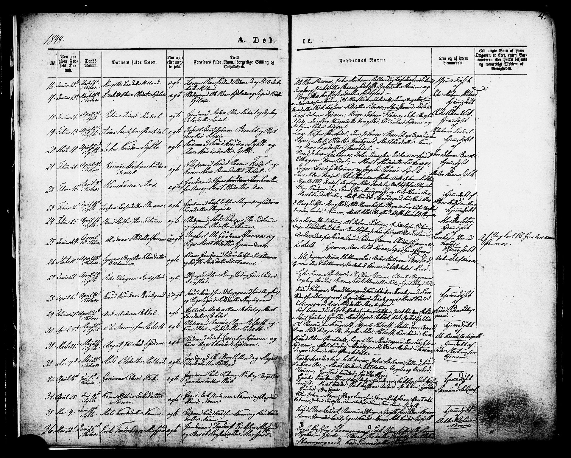 Ministerialprotokoller, klokkerbøker og fødselsregistre - Møre og Romsdal, AV/SAT-A-1454/539/L0529: Parish register (official) no. 539A02, 1848-1872, p. 4