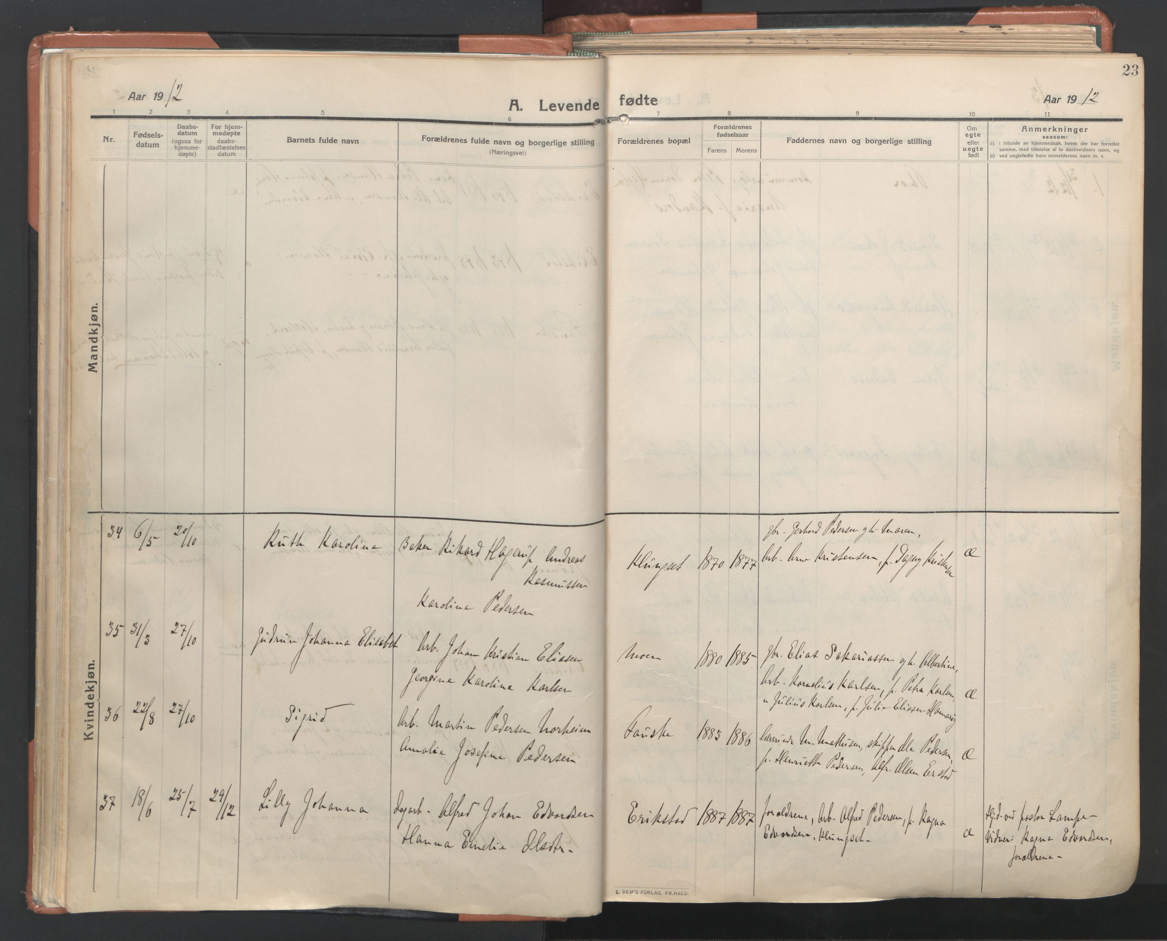 Ministerialprotokoller, klokkerbøker og fødselsregistre - Nordland, AV/SAT-A-1459/849/L0698: Parish register (official) no. 849A09, 1911-1924, p. 23