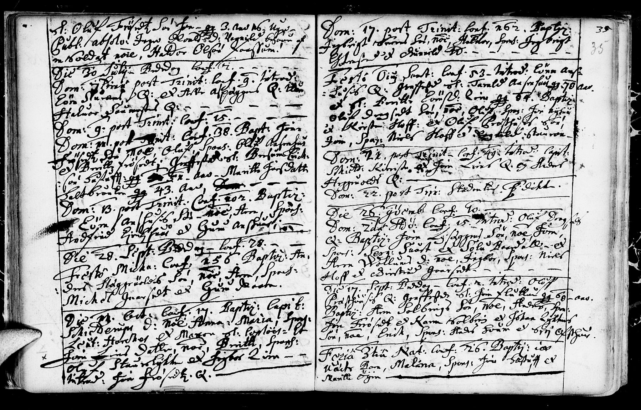 Ministerialprotokoller, klokkerbøker og fødselsregistre - Sør-Trøndelag, SAT/A-1456/689/L1036: Parish register (official) no. 689A01, 1696-1746, p. 35
