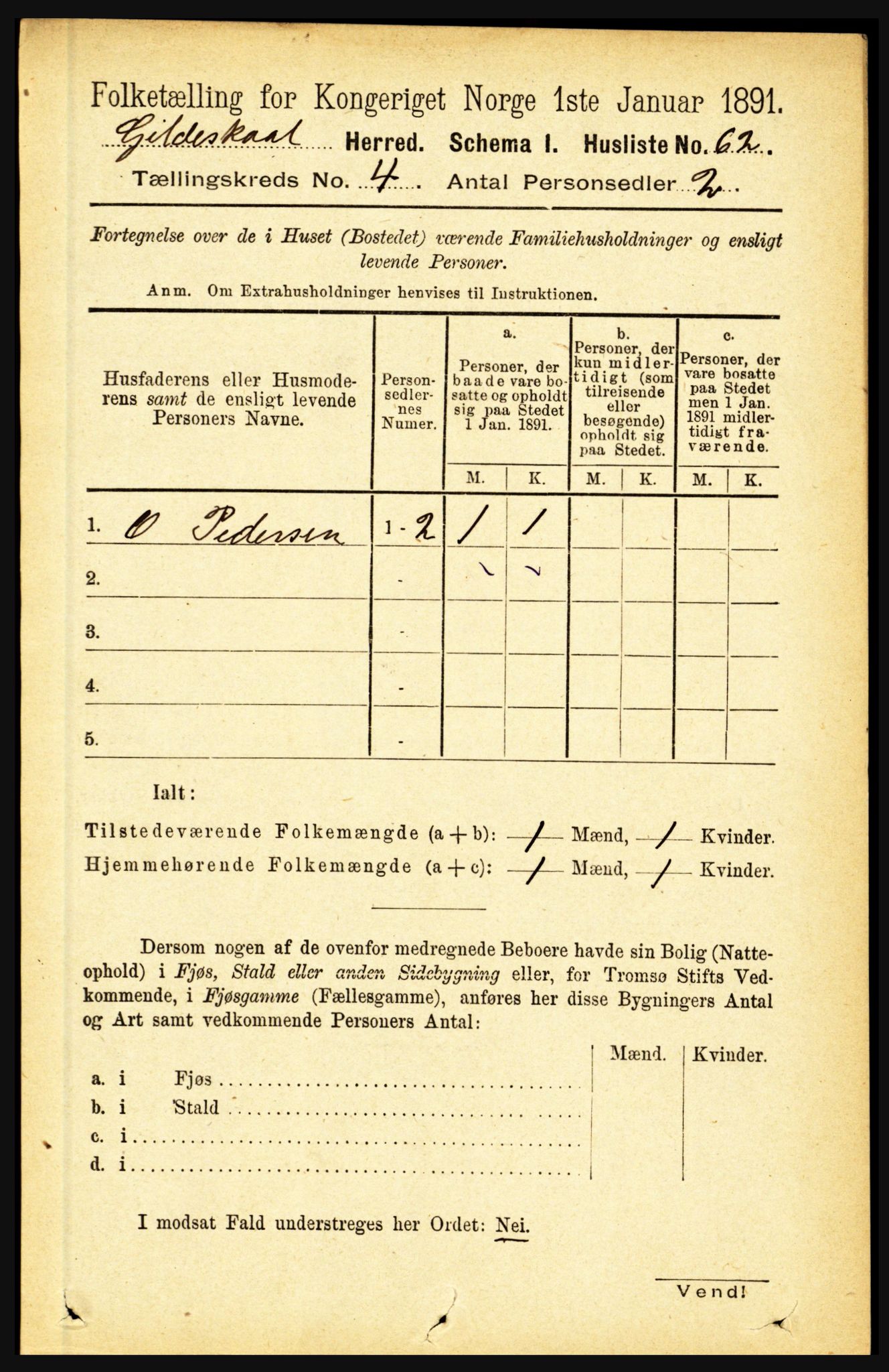 RA, 1891 census for 1838 Gildeskål, 1891, p. 1061