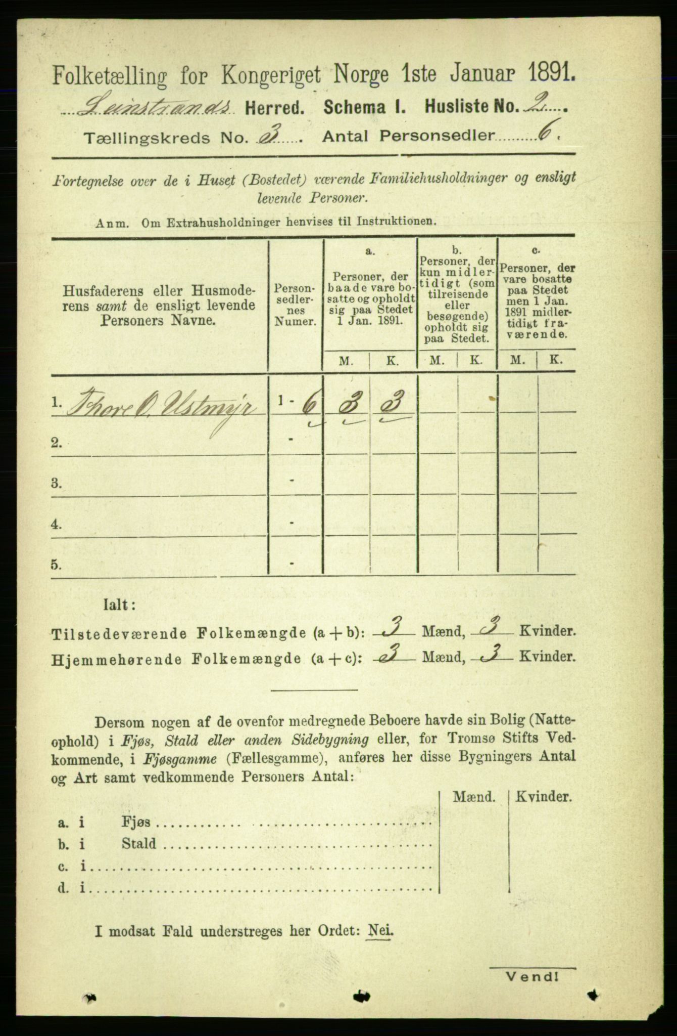 RA, 1891 census for 1654 Leinstrand, 1891, p. 927