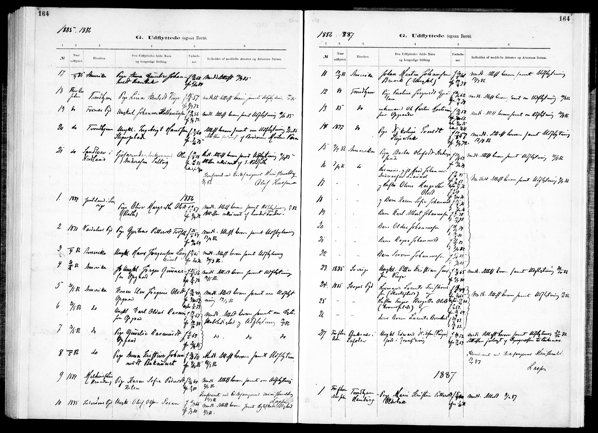 Ministerialprotokoller, klokkerbøker og fødselsregistre - Nord-Trøndelag, SAT/A-1458/733/L0325: Parish register (official) no. 733A04, 1884-1908, p. 164