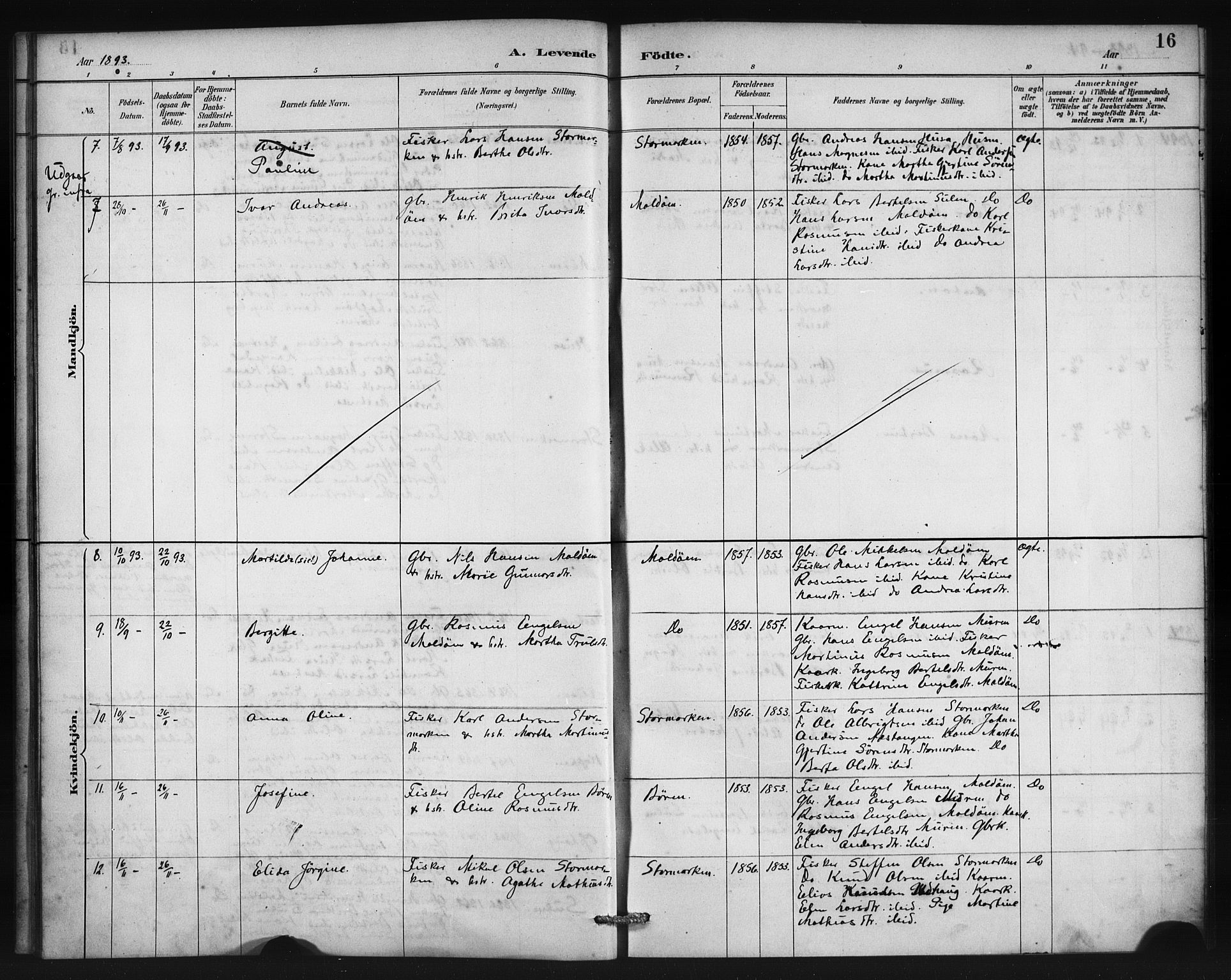Lindås Sokneprestembete, SAB/A-76701/H/Haa: Parish register (official) no. D 1, 1886-1896, p. 16