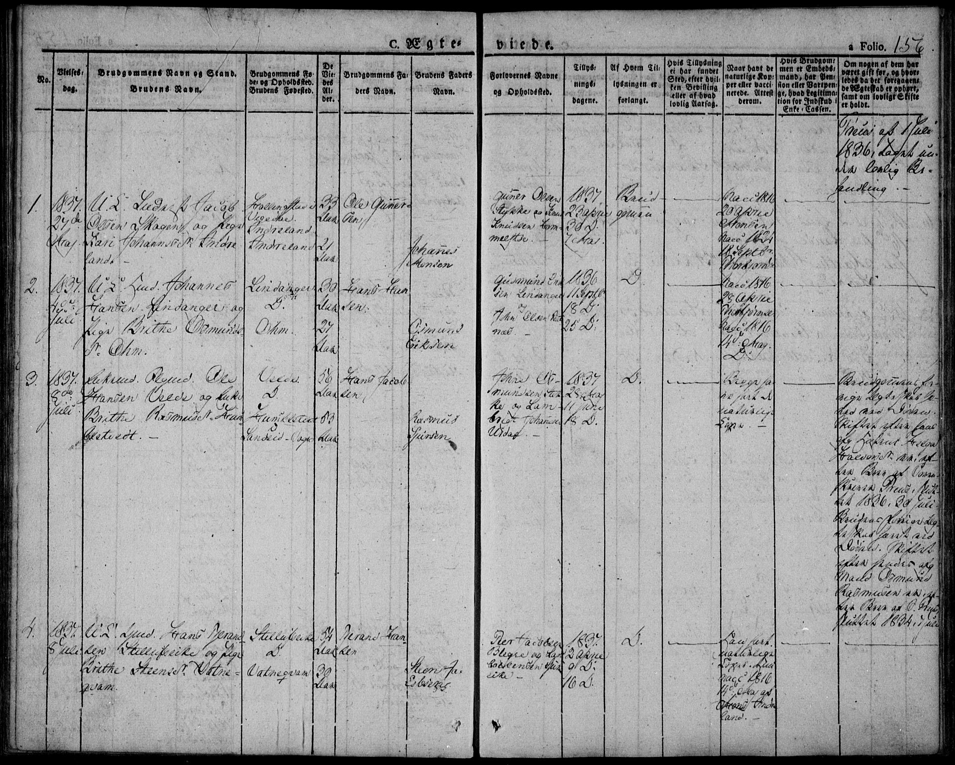 Skjold sokneprestkontor, AV/SAST-A-101847/H/Ha/Haa/L0005: Parish register (official) no. A 5, 1830-1856, p. 156