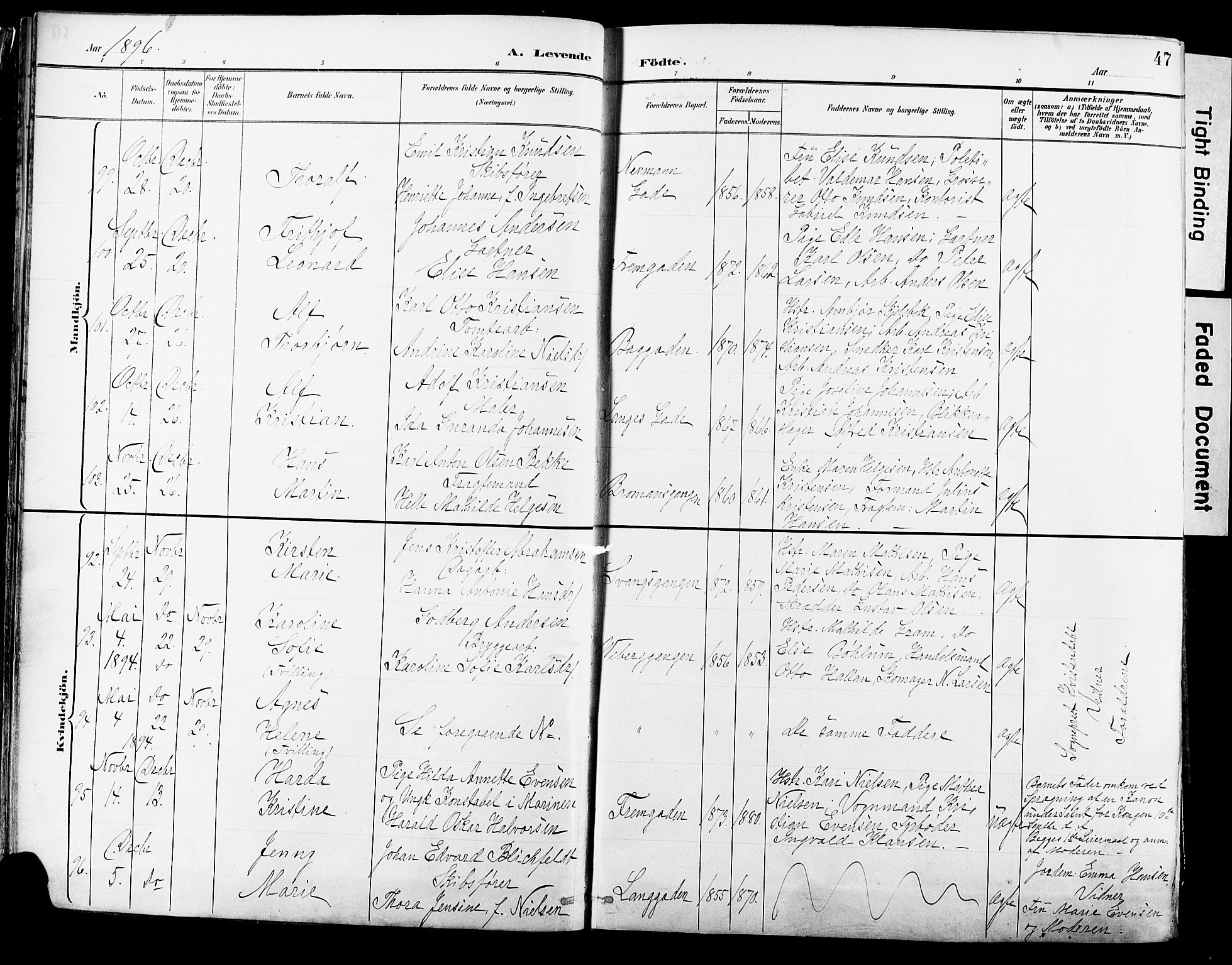 Strømsø kirkebøker, AV/SAKO-A-246/G/Ga/L0003: Parish register (copy) no. 3, 1894-1904, p. 47