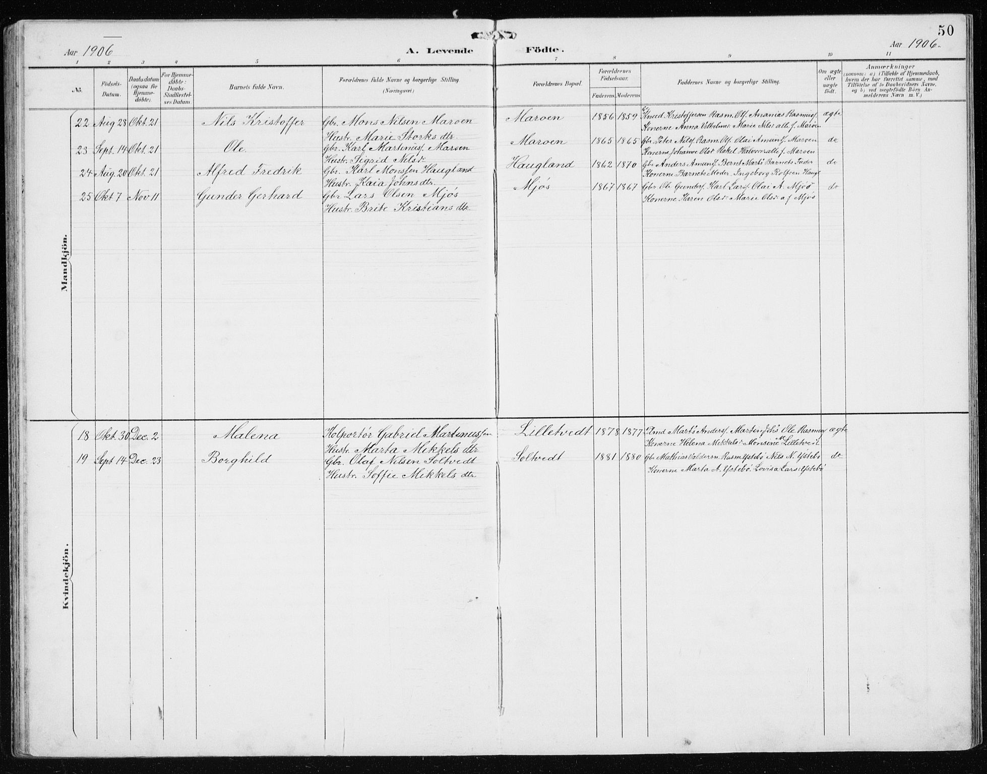 Manger sokneprestembete, AV/SAB-A-76801/H/Hab: Parish register (copy) no. B 3, 1891-1907, p. 50