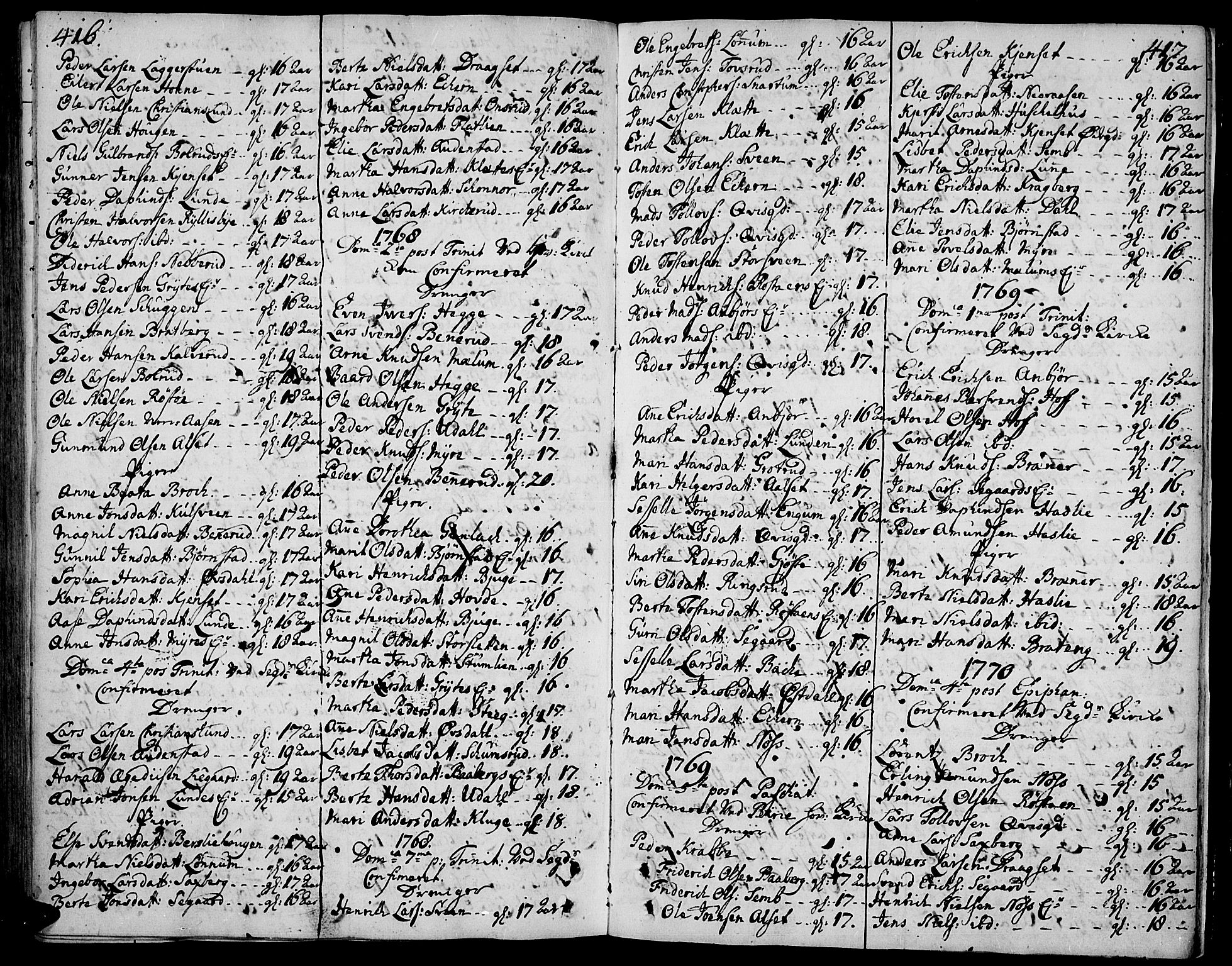 Biri prestekontor, SAH/PREST-096/H/Ha/Haa/L0002: Parish register (official) no. 2, 1754-1789, p. 416-417