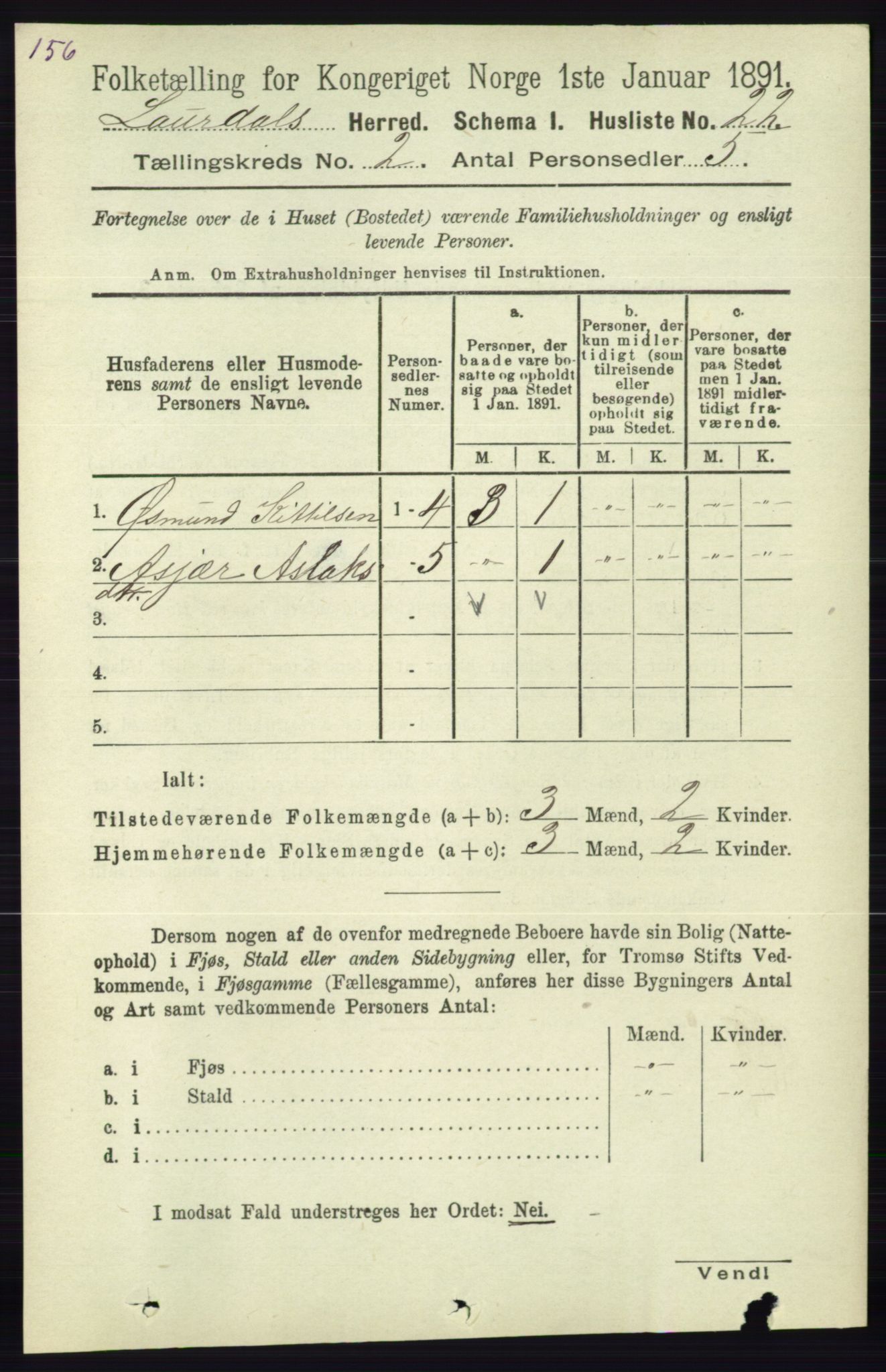 RA, 1891 census for 0833 Lårdal, 1891, p. 596