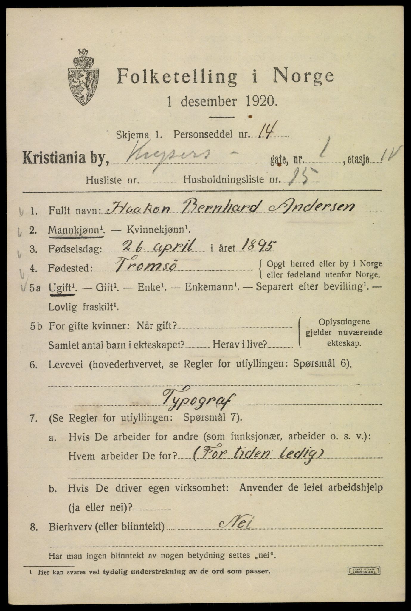 SAO, 1920 census for Kristiania, 1920, p. 331481