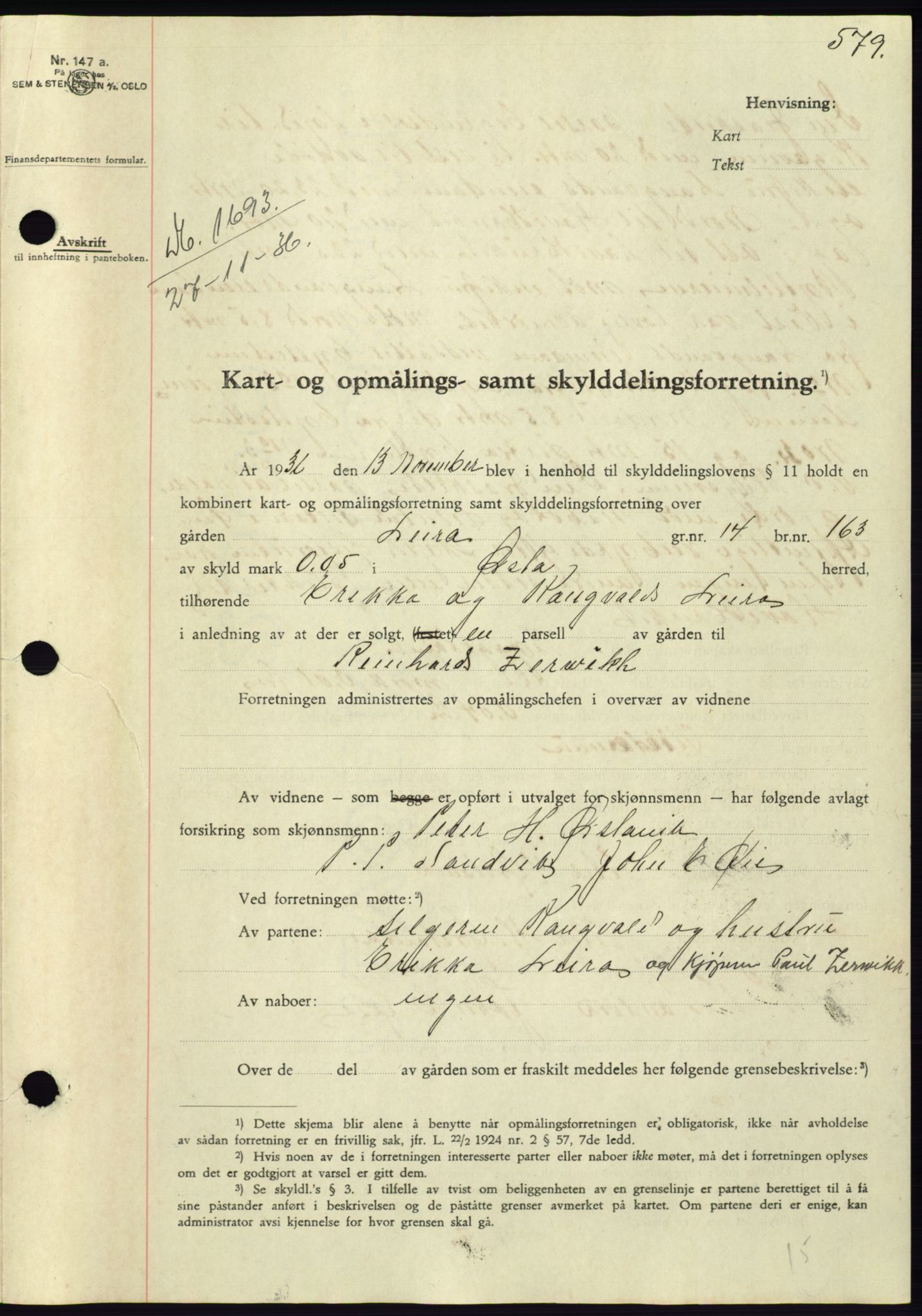 Søre Sunnmøre sorenskriveri, AV/SAT-A-4122/1/2/2C/L0061: Mortgage book no. 55, 1936-1936, Diary no: : 1693/1936