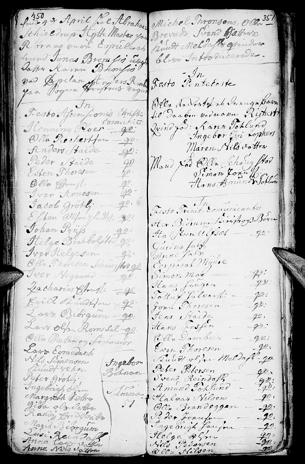 Kvikne prestekontor, SAH/PREST-064/H/Ha/Haa/L0001: Parish register (official) no. 1, 1740-1756, p. 350-351