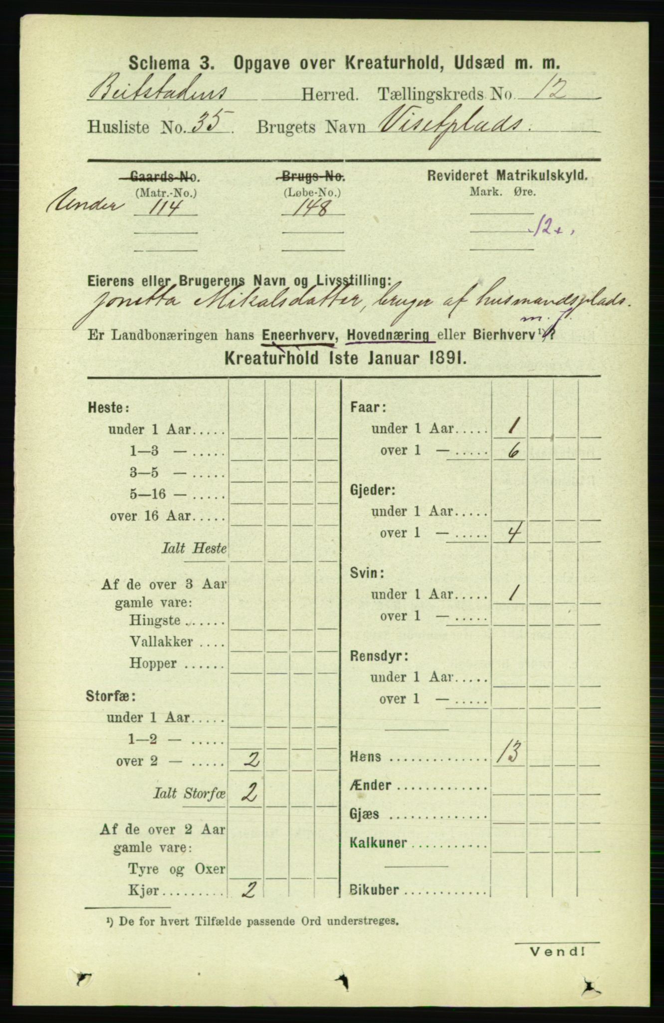 RA, 1891 census for 1727 Beitstad, 1891, p. 6461