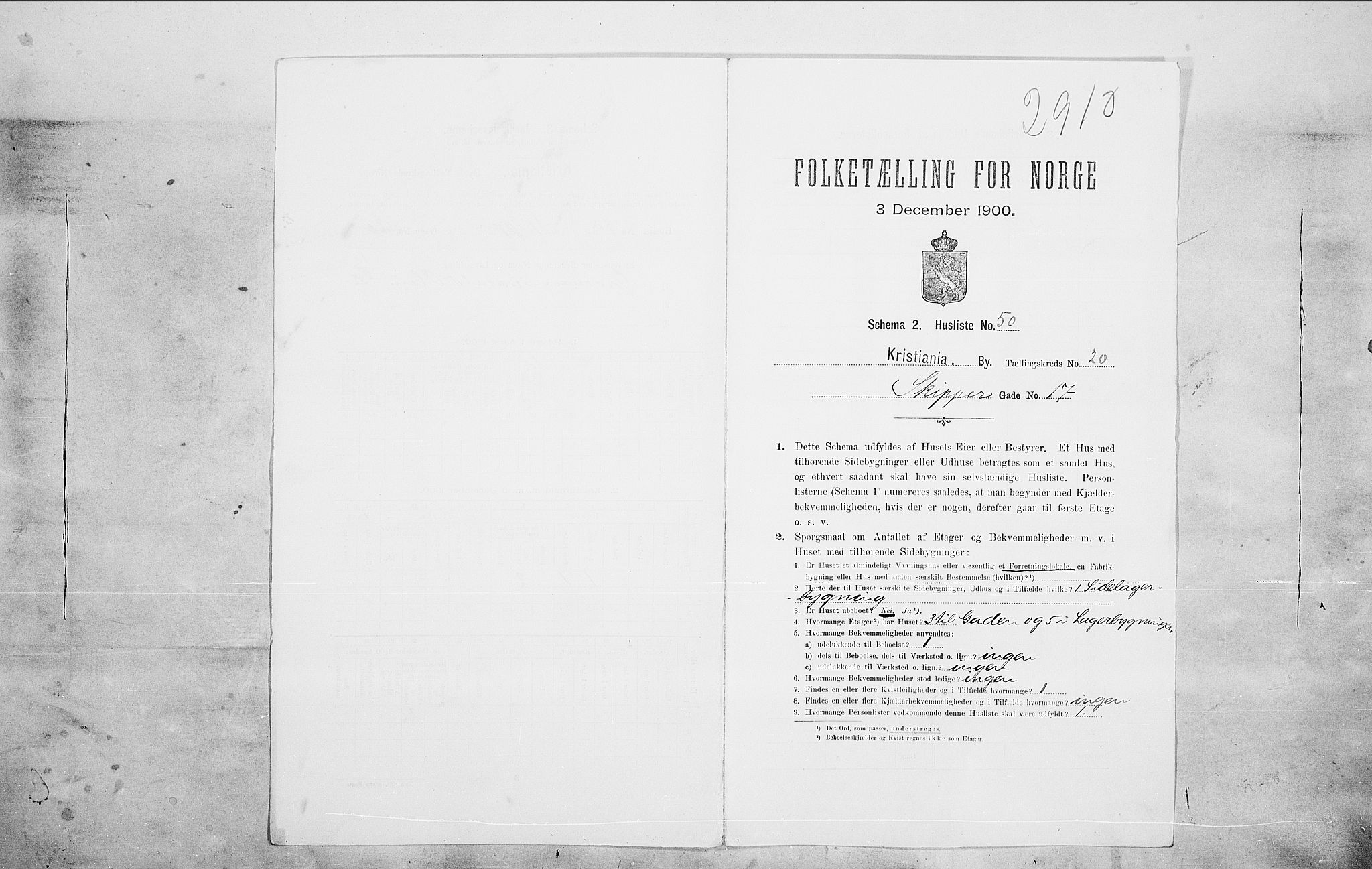 SAO, 1900 census for Kristiania, 1900, p. 84951