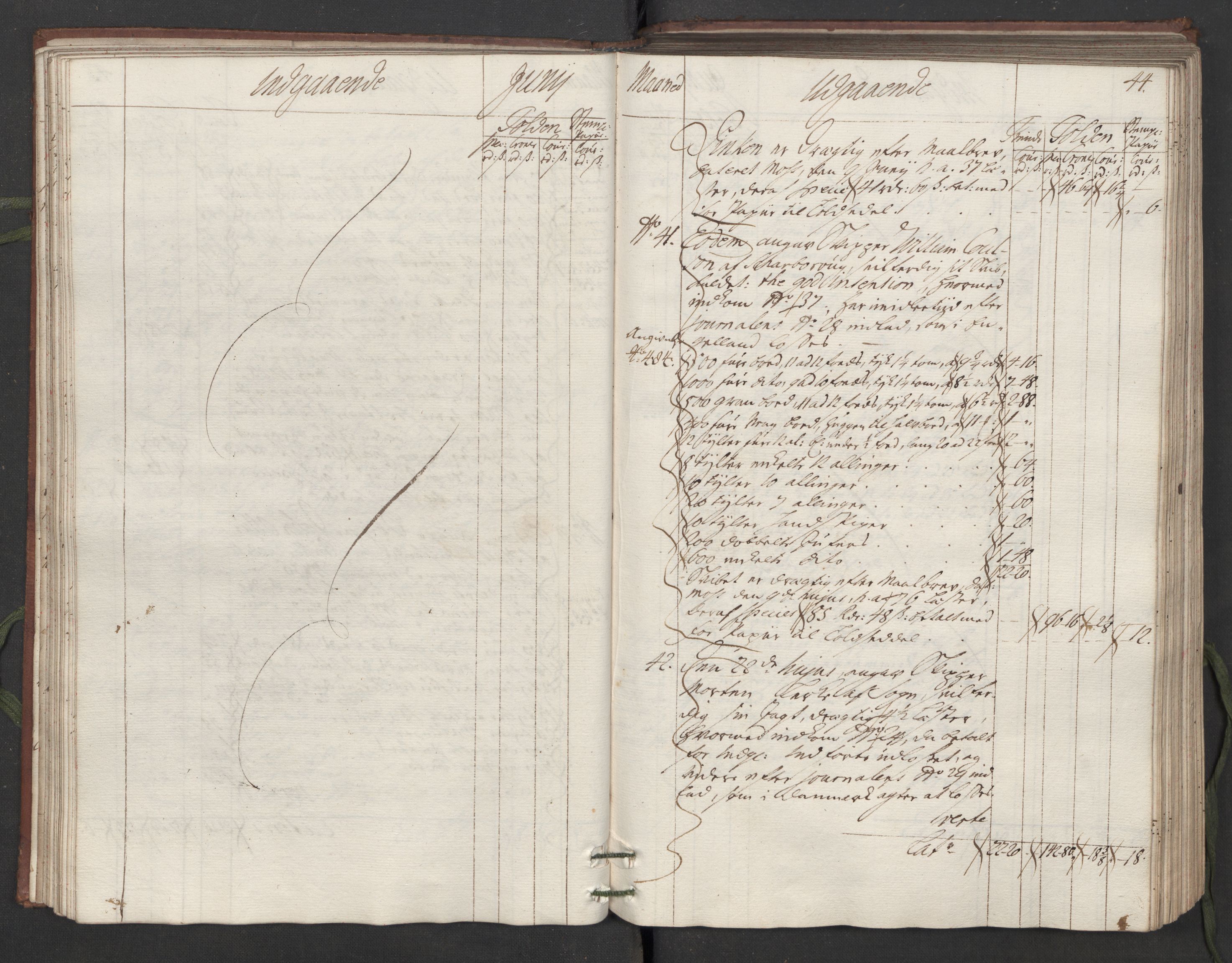 Generaltollkammeret, tollregnskaper, AV/RA-EA-5490/R05/L0014/0001: Tollregnskaper Moss, Son, Krokstad / Hovedtollbok, 1733, p. 43b-44a