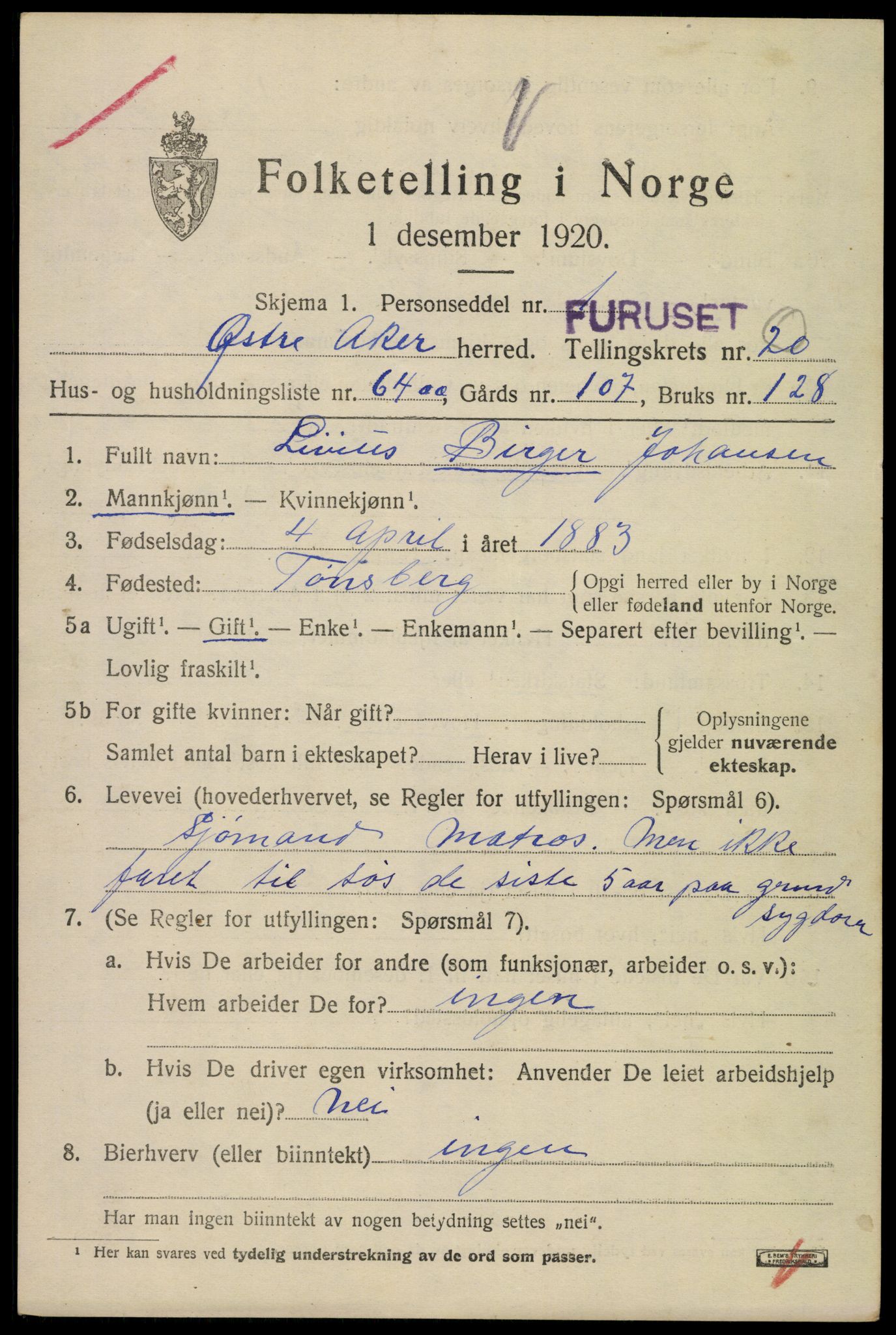 SAO, 1920 census for Aker, 1920, p. 122020