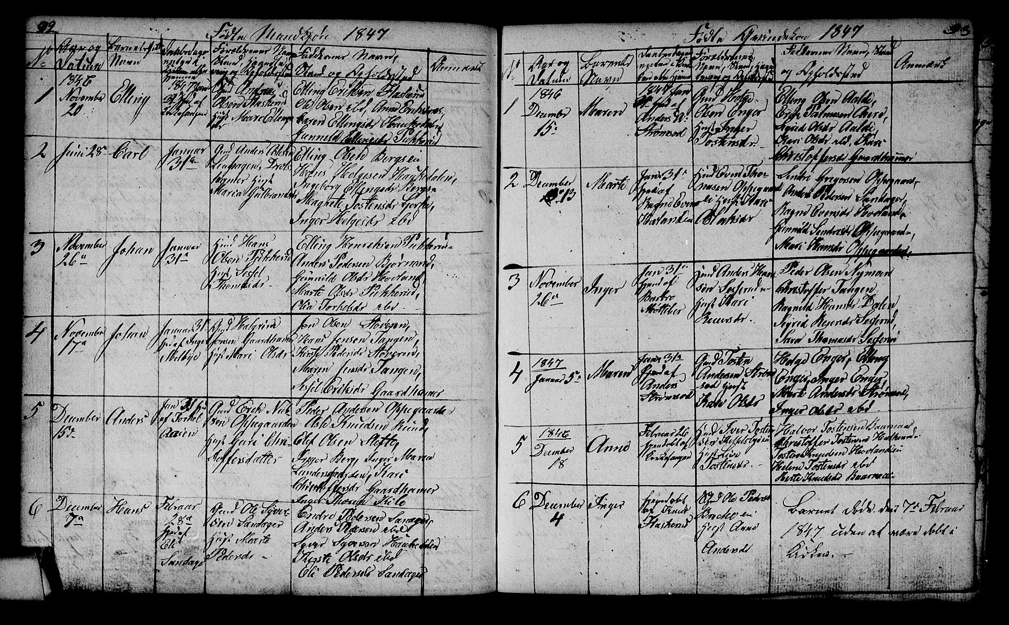 Lunder kirkebøker, SAKO/A-629/G/Ga/L0001: Parish register (copy) no. I 1, 1832-1849, p. 92-93