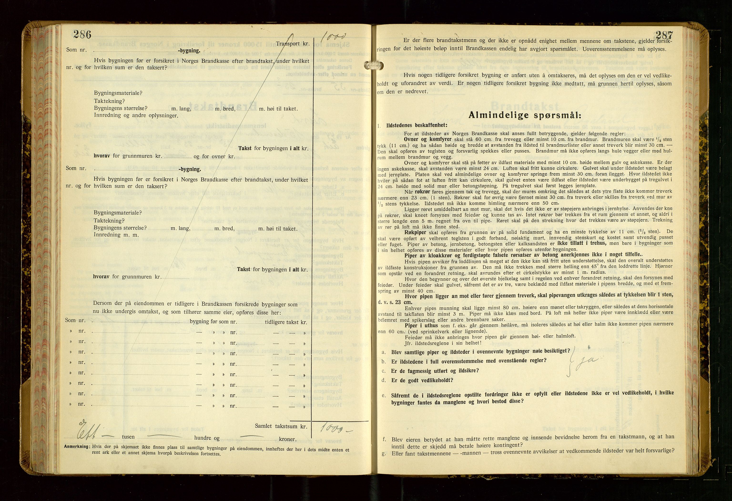 Lund lensmannskontor, AV/SAST-A-100303/Gob/L0006: "Brandtakstprotokoll", 1938-1951, p. 286-287