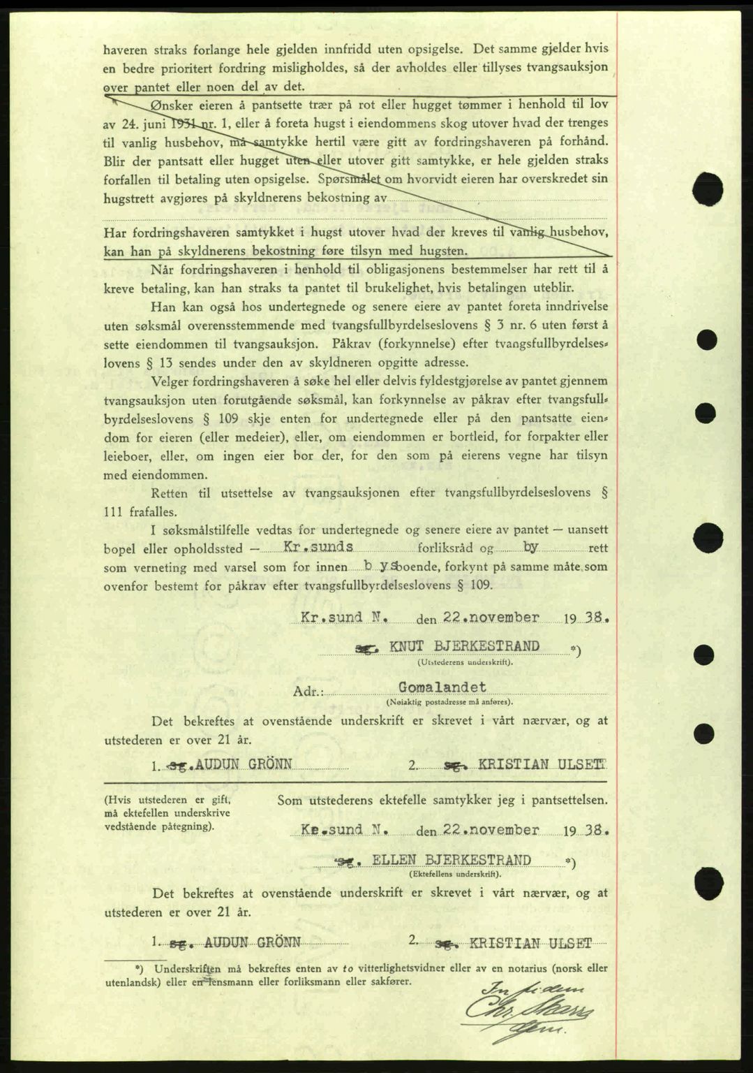Kristiansund byfogd, SAT/A-4587/A/27: Mortgage book no. 31, 1938-1939, Diary no: : 864/1938