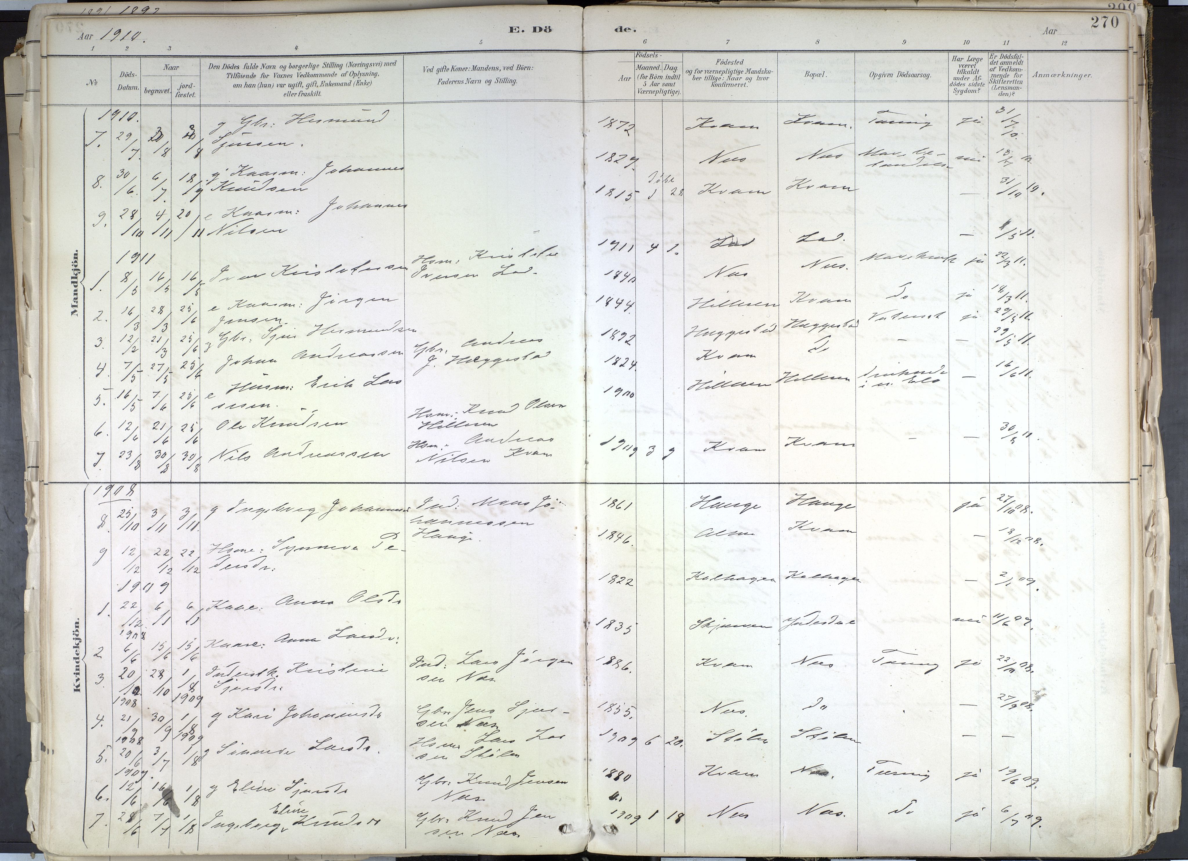 Hafslo sokneprestembete, AV/SAB-A-80301/H/Haa/Haab/L0001: Parish register (official) no. B 1, 1886-1945, p. 270