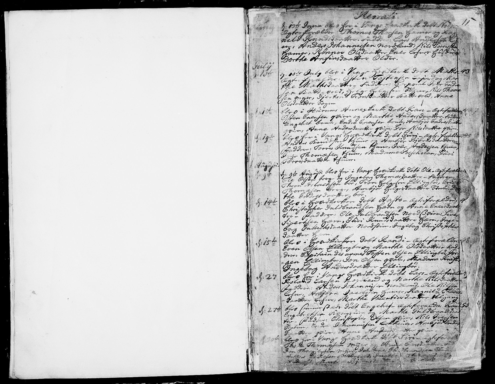 Vang prestekontor, Valdres, AV/SAH-PREST-140/H/Ha/L0001: Parish register (official) no. 1, 1730-1796, p. 10-11