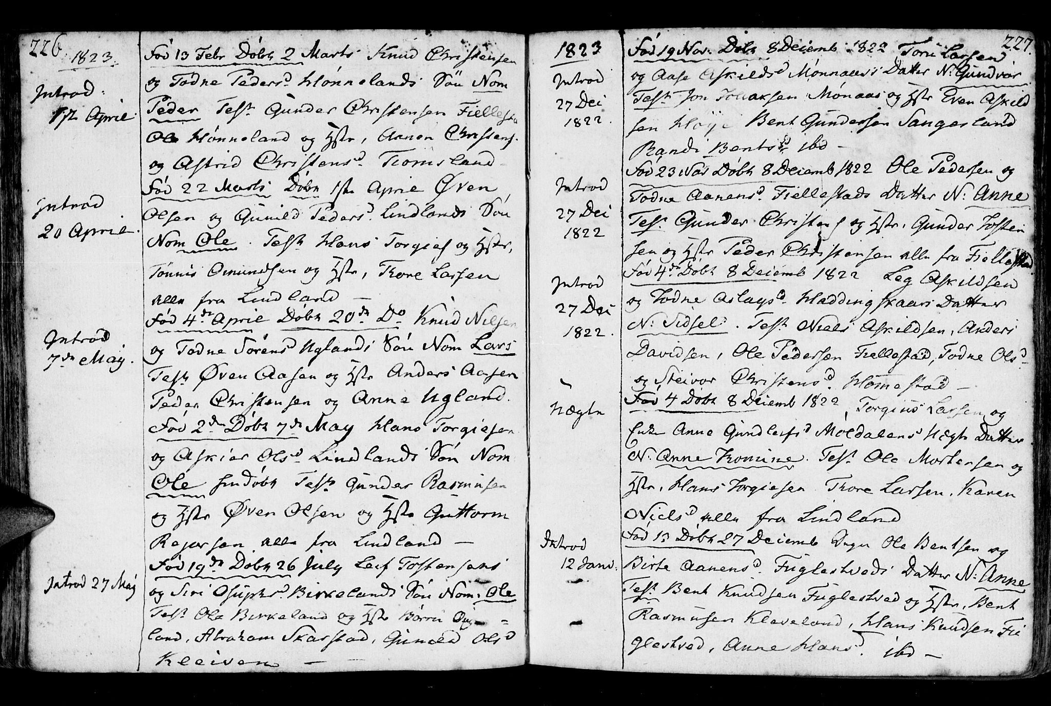 Holum sokneprestkontor, SAK/1111-0022/F/Fa/Fab/L0004: Parish register (official) no. A 4, 1774-1847, p. 226-227
