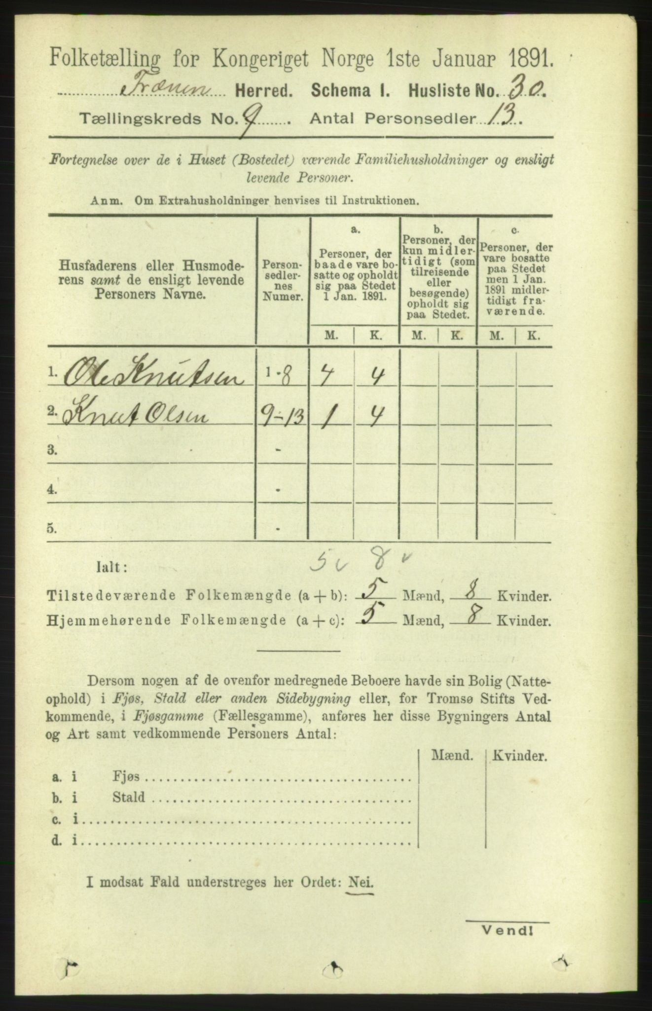 RA, 1891 census for 1548 Fræna, 1891, p. 2847