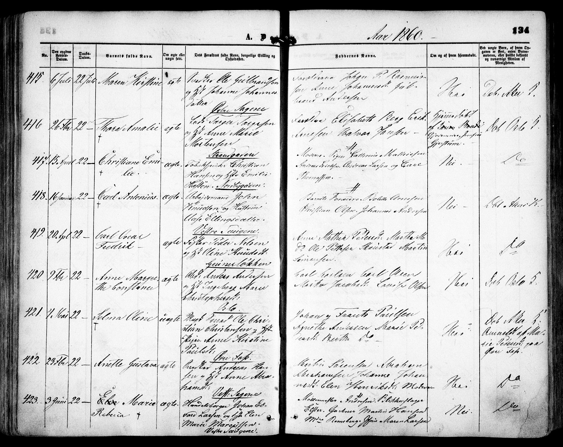 Grønland prestekontor Kirkebøker, SAO/A-10848/F/Fa/L0001: Parish register (official) no. 1, 1859-1861, p. 134