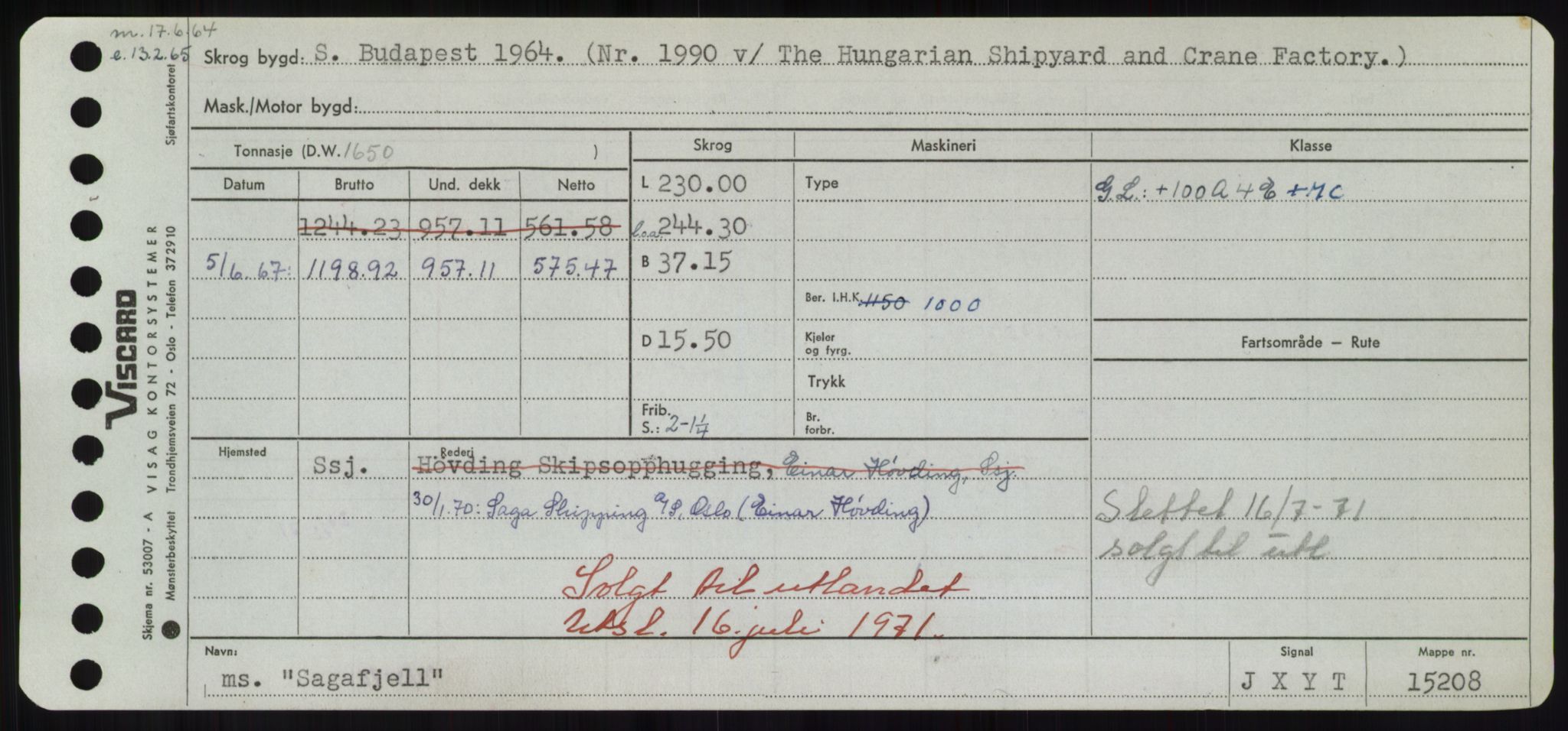 Sjøfartsdirektoratet med forløpere, Skipsmålingen, RA/S-1627/H/Hd/L0031: Fartøy, Rju-Sam, p. 543