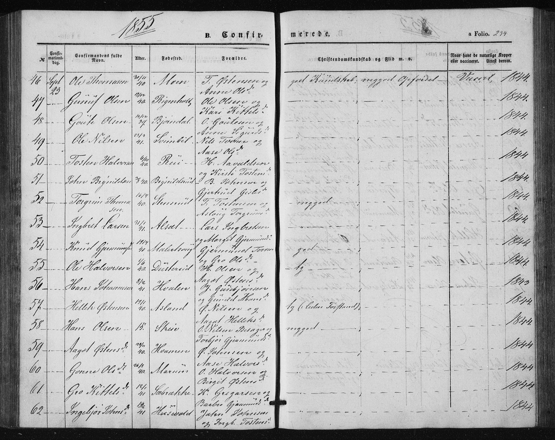 Tinn kirkebøker, SAKO/A-308/F/Fa/L0005: Parish register (official) no. I 5, 1844-1856, p. 234