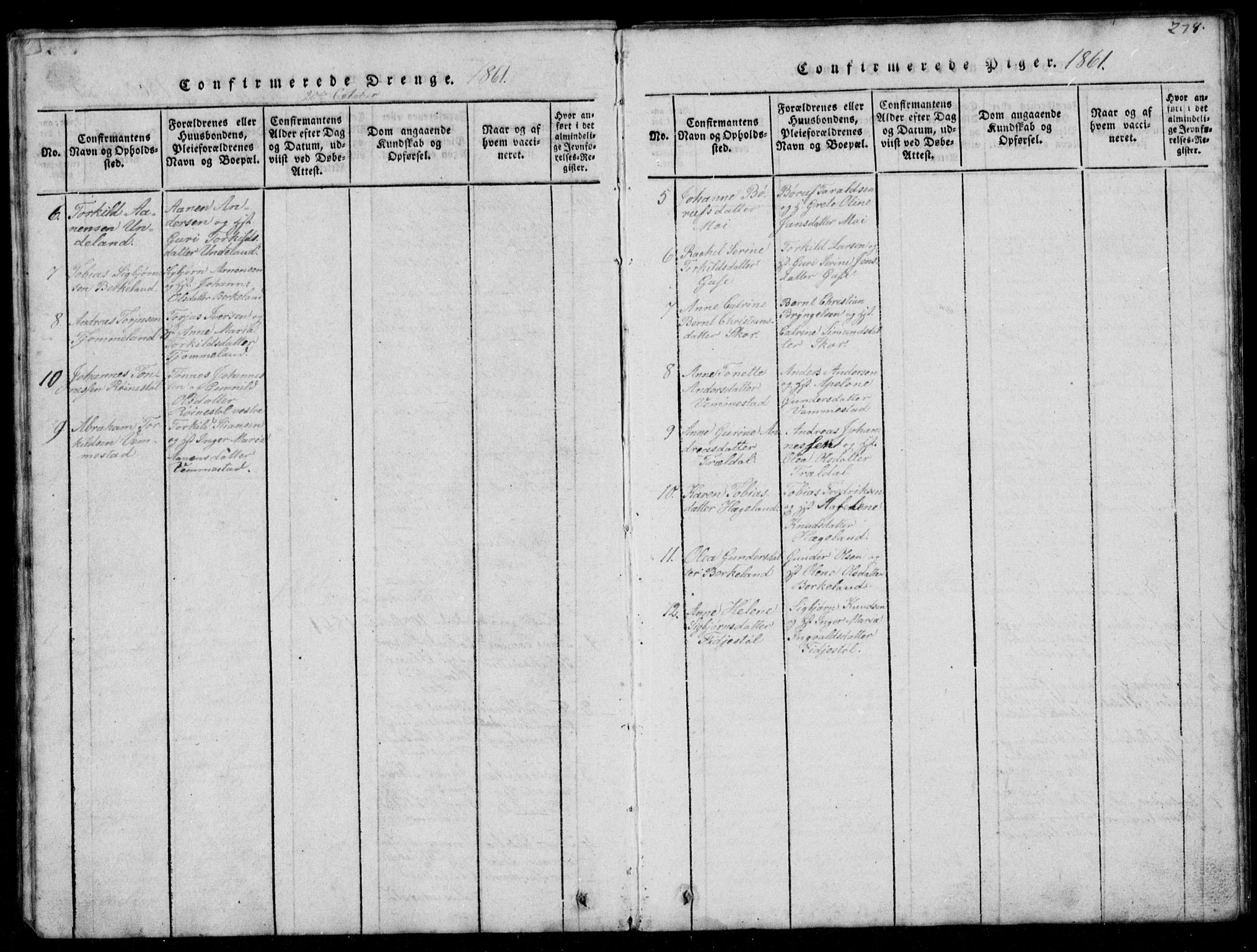 Lyngdal sokneprestkontor, SAK/1111-0029/F/Fb/Fbb/L0001: Parish register (copy) no. B 1, 1816-1900, p. 278