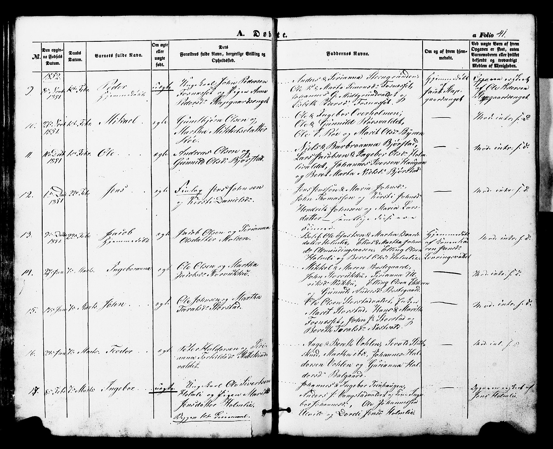 Ministerialprotokoller, klokkerbøker og fødselsregistre - Nord-Trøndelag, SAT/A-1458/724/L0268: Parish register (copy) no. 724C04, 1846-1878, p. 41