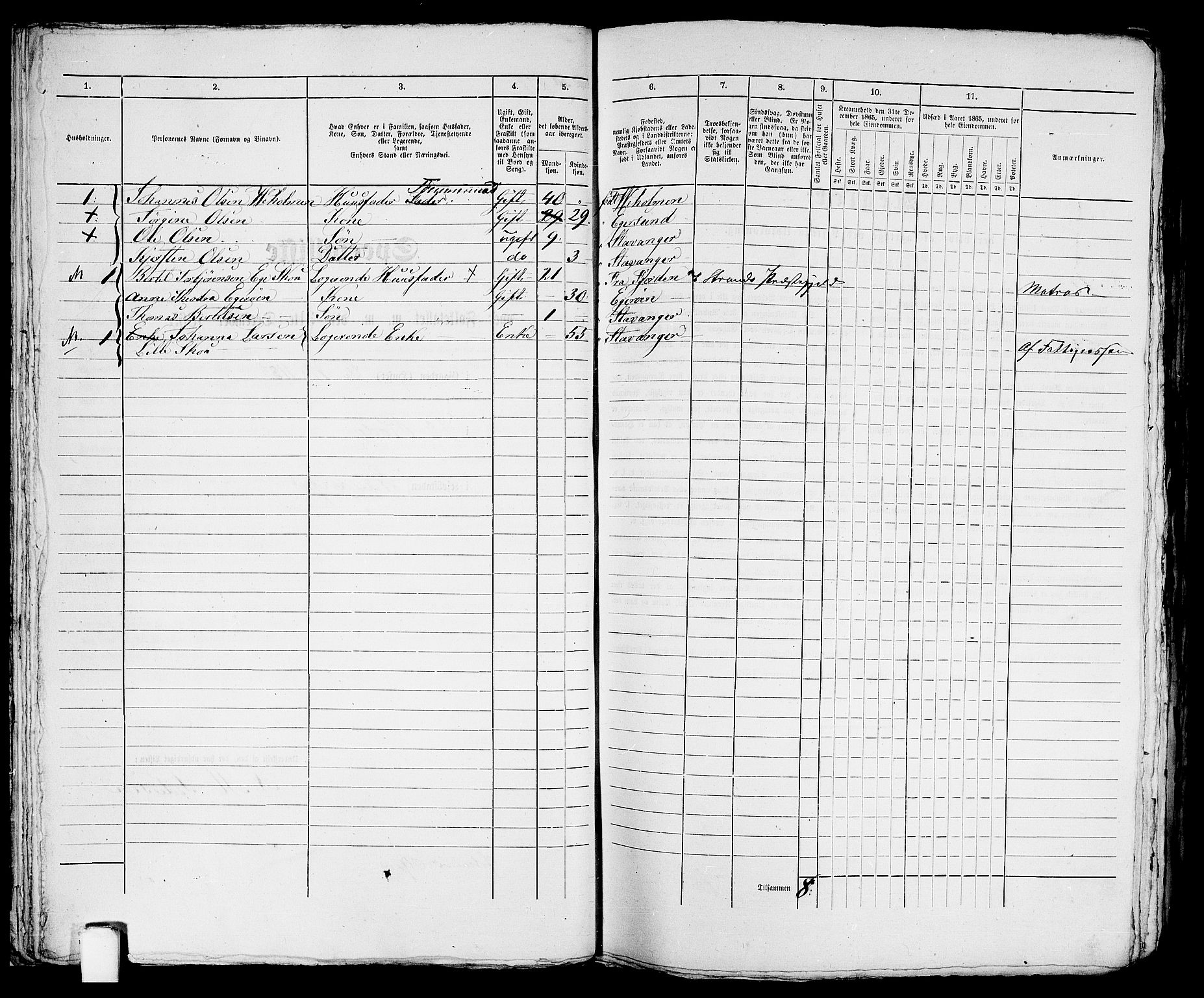 RA, 1865 census for Stavanger, 1865, p. 2061