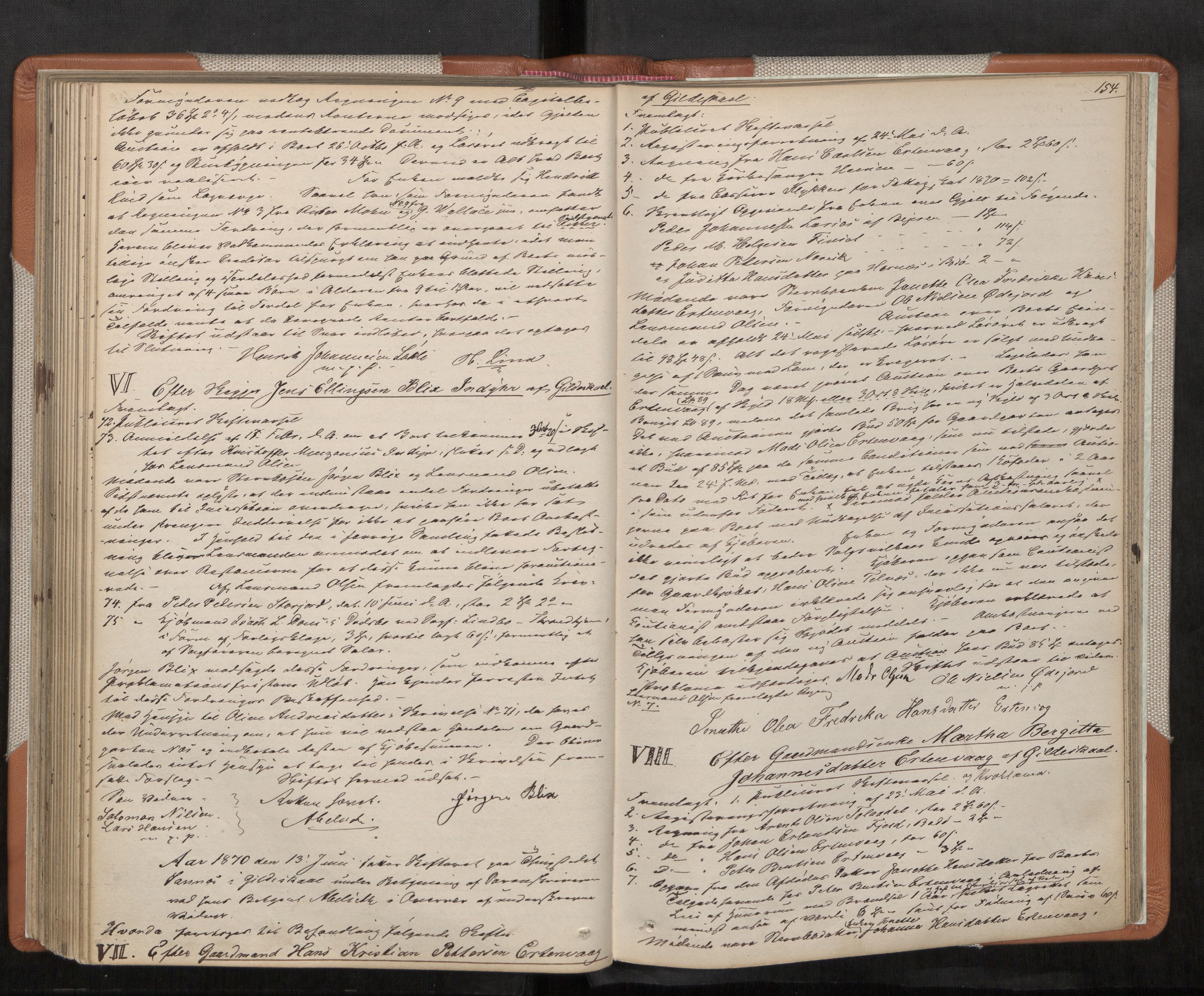 Salten sorenskriveri, AV/SAT-A-4578/1/3/3B/L0003: Skiftebehandlingsprotokoll, 1865-1873, p. 154