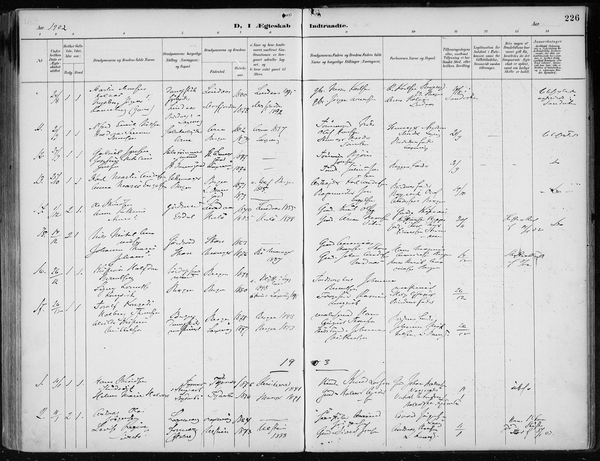 Askøy Sokneprestembete, SAB/A-74101/H/Ha/Haa/Haae/L0003: Parish register (official) no. E 3, 1891-1903, p. 226
